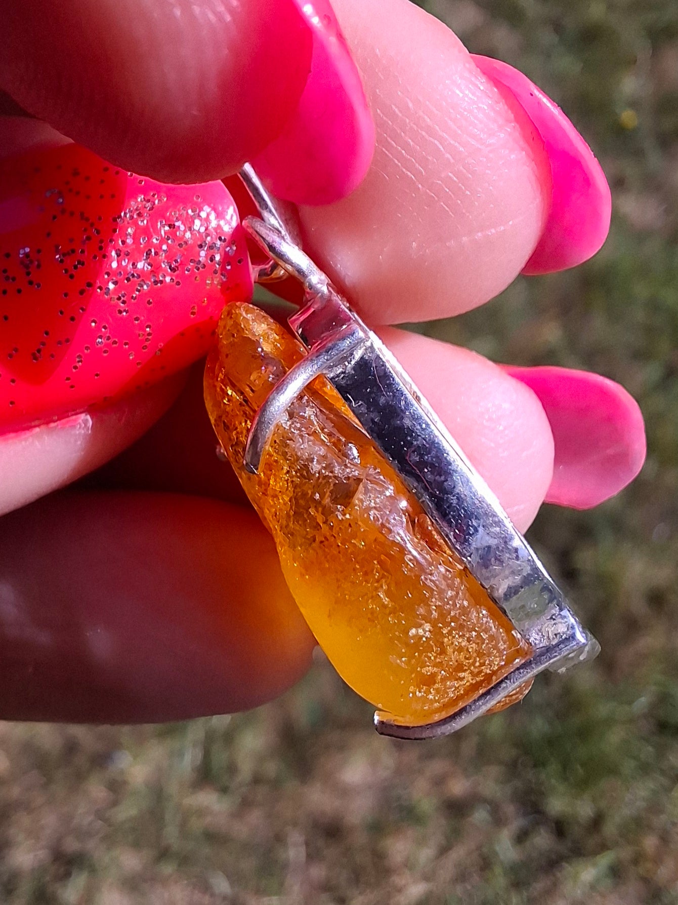 Baltic Amber Pendant, 925 Silver, Fossil (Ref: AP4)