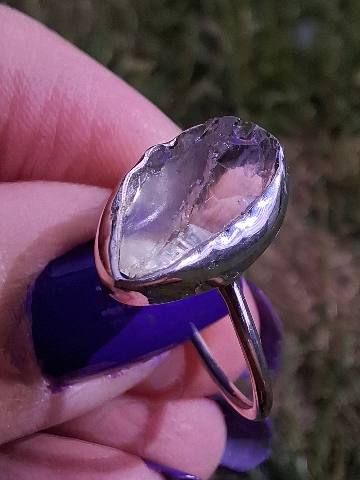 Libyan Desert Glass Ring, size large P, 925 Silver, Tektite (Ref: LR34)