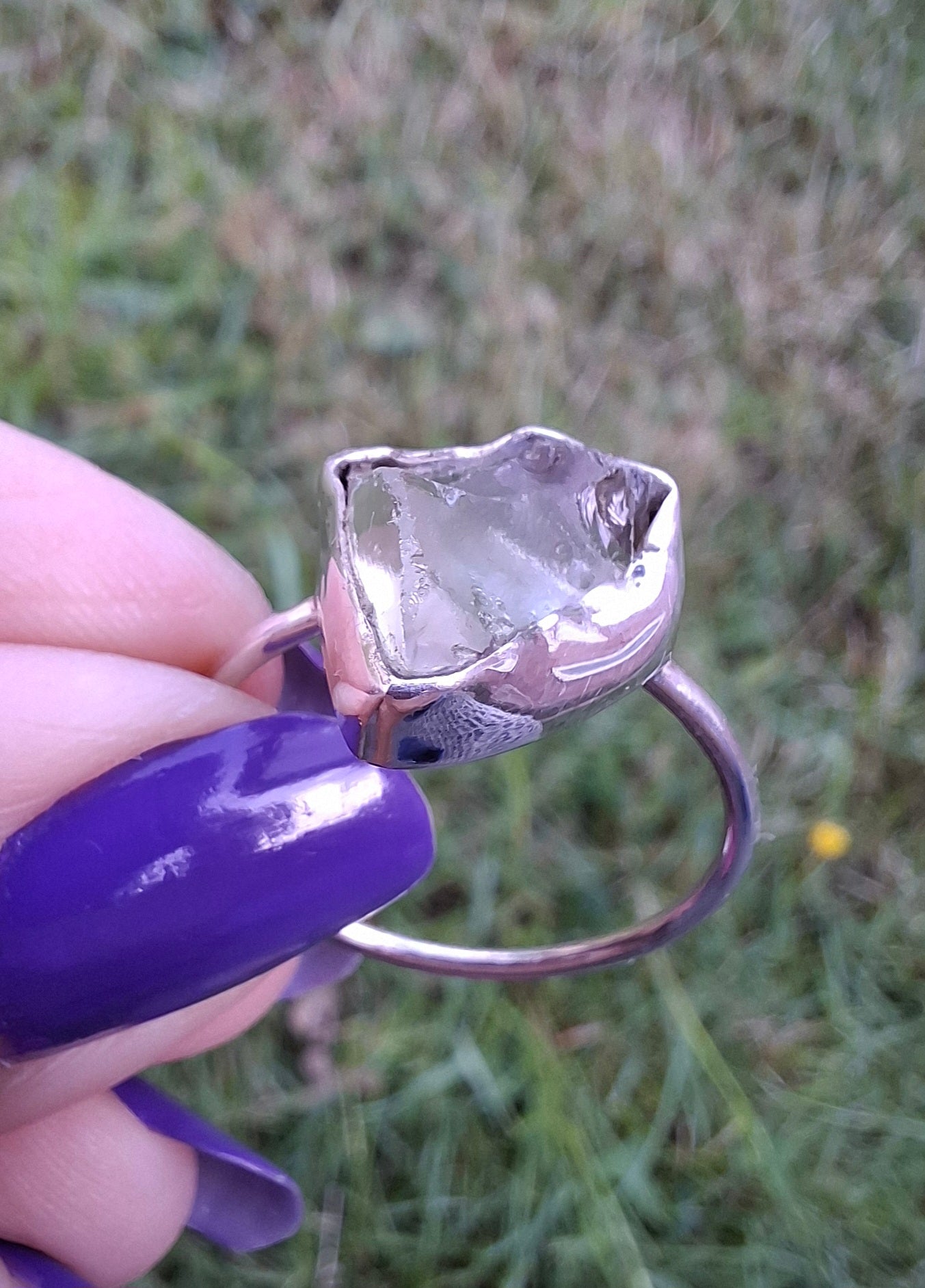 Libyan Desert Glass Ring, size U, 925 Silver, Tektite (Ref: LR52)