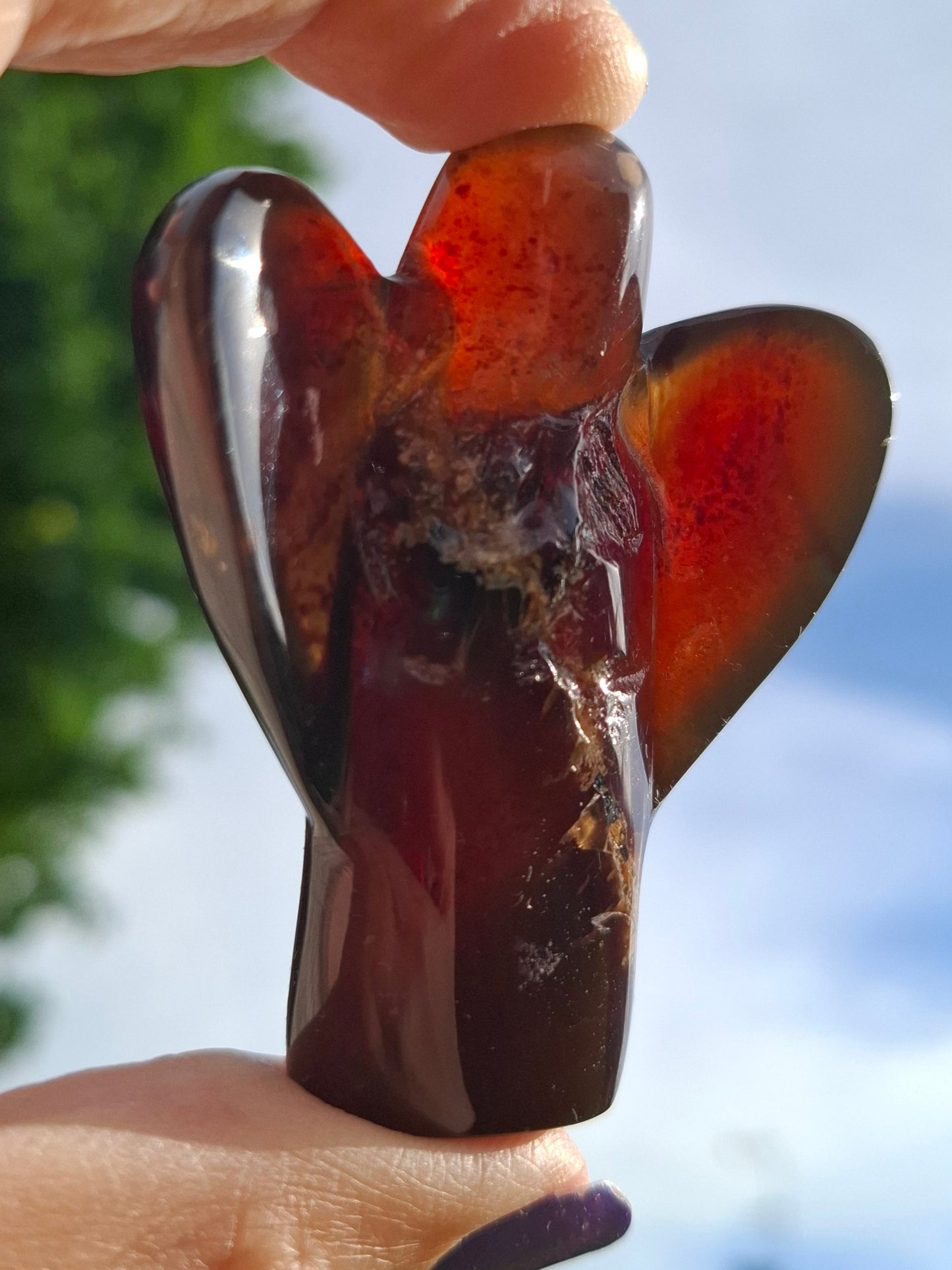 Red Amber Angel, 26.36g, carving, Fossil (Ref: AA1)
