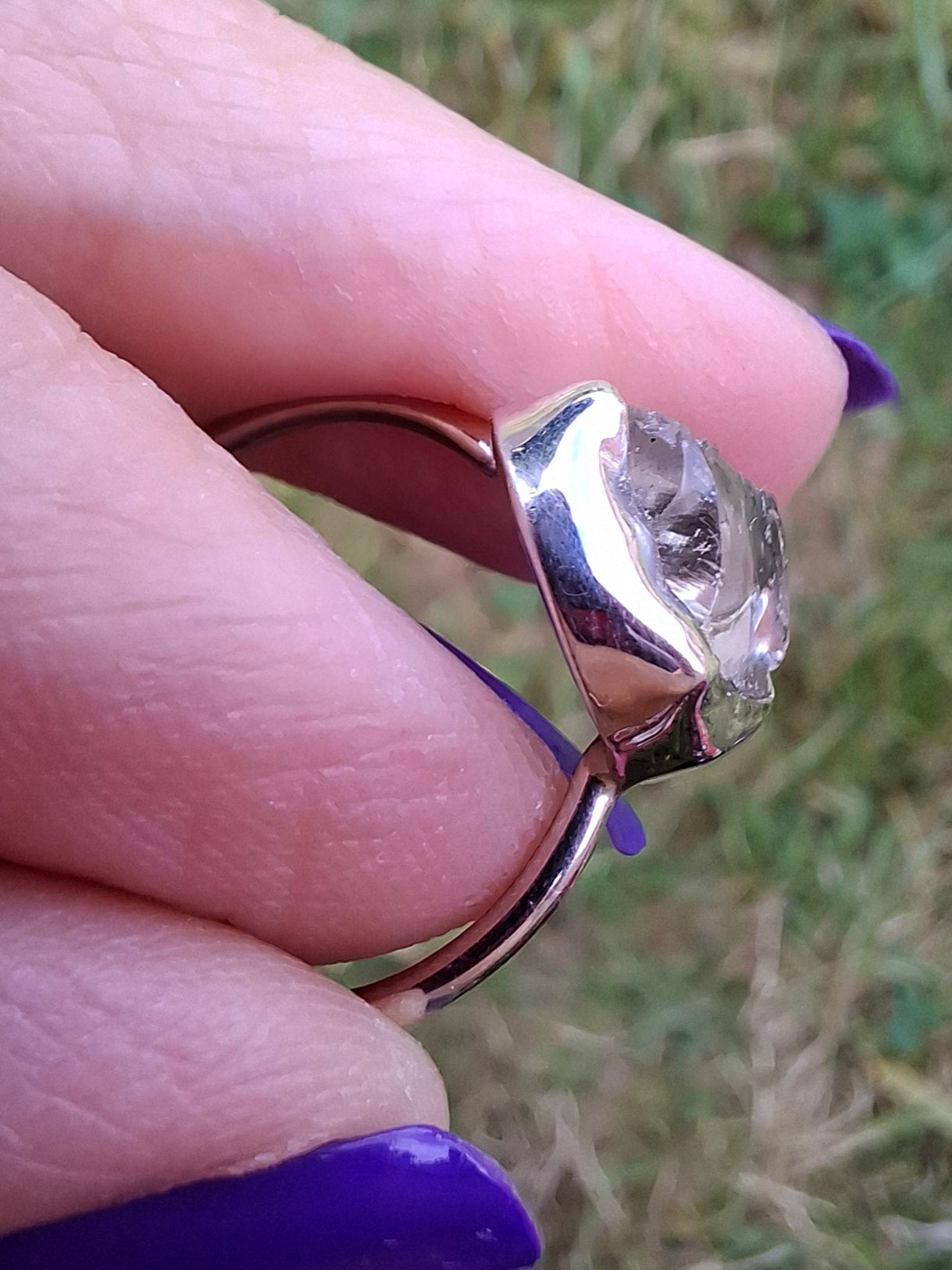 Libyan Desert Glass Ring, size large M, 925 Silver, Tektite (Ref: LR20)