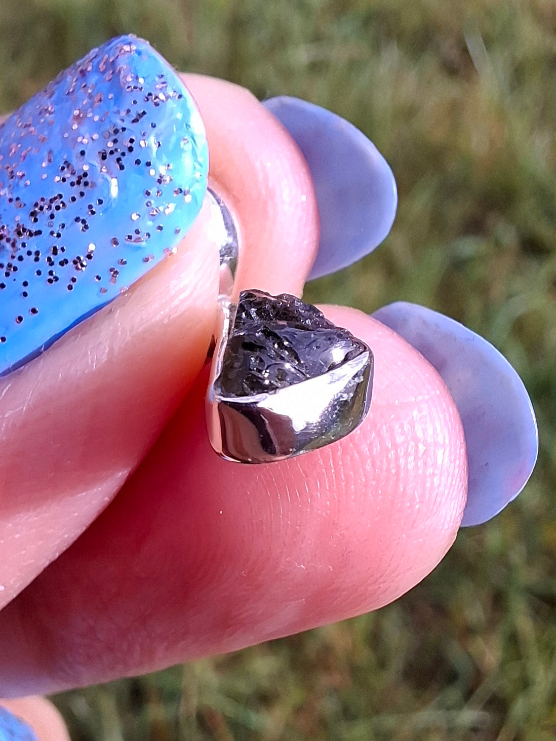 Moldavite Pendant, 925 Silver, Tektite (Ref: P33)