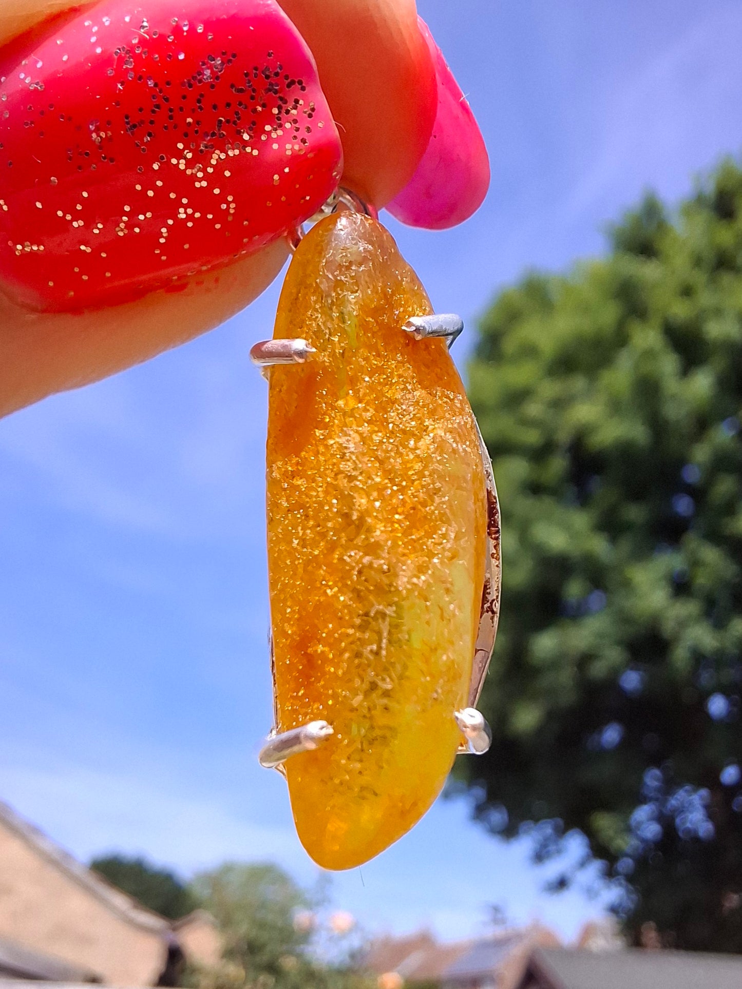 Baltic Amber Pendant, 925 Silver, Fossil (Ref: AP9)