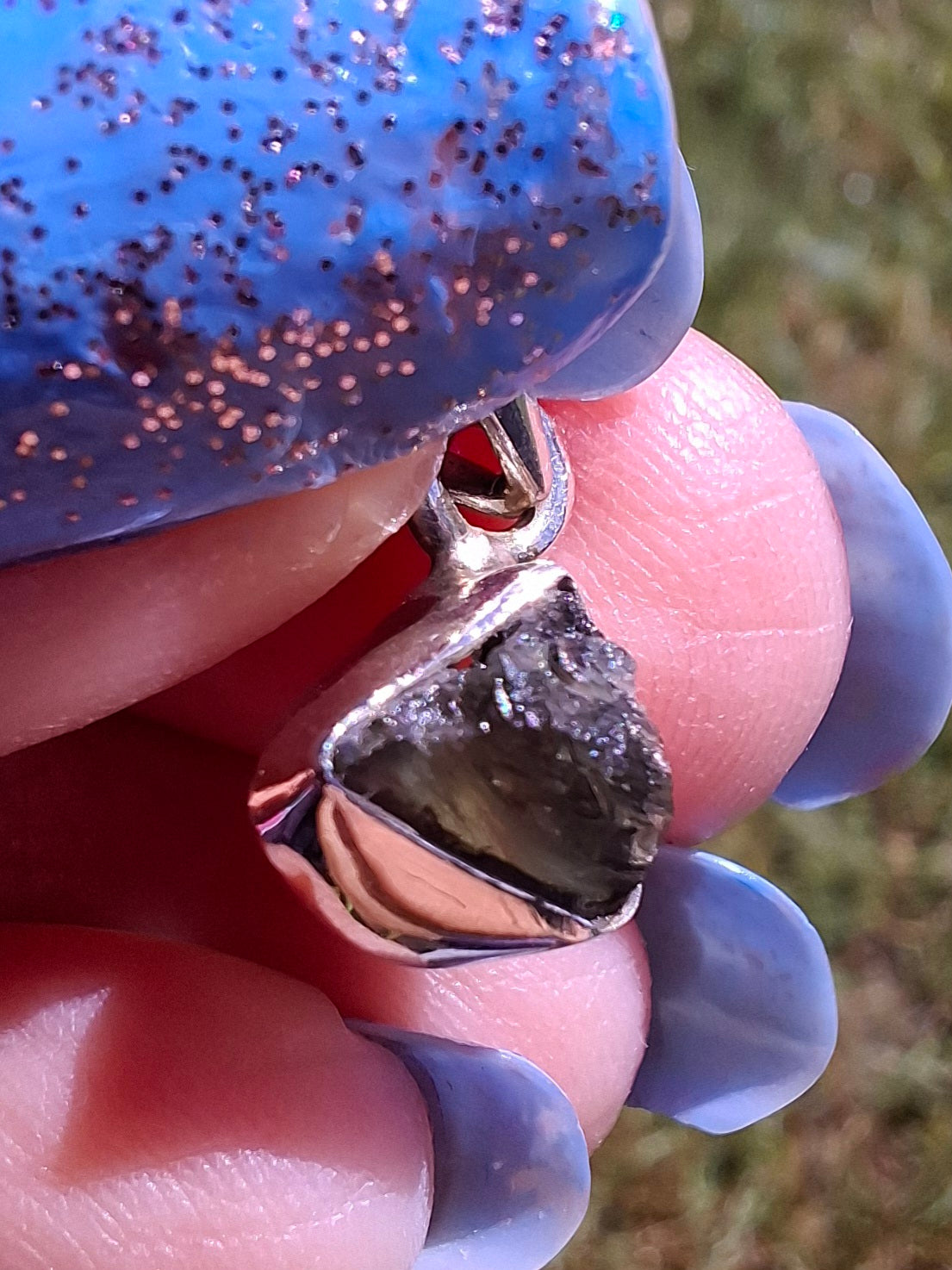 Moldavite Pendant, 925 Silver, Tektite (Ref: P83)