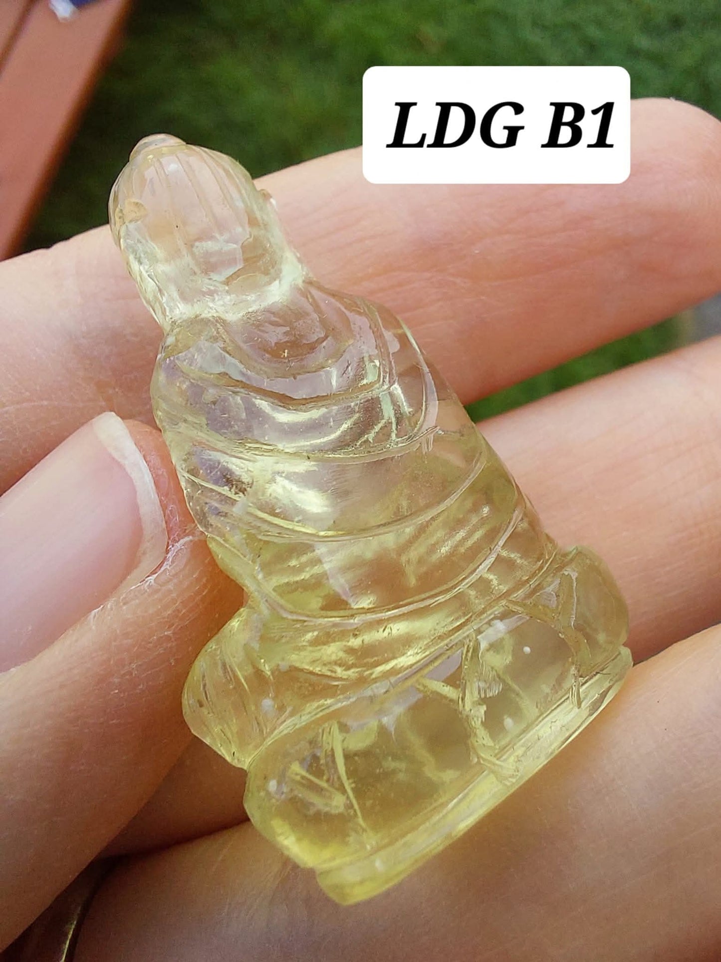 Libyan Desert Glass BUDDHA carving, 7.26g, Tektite (Ref: LDG B1)