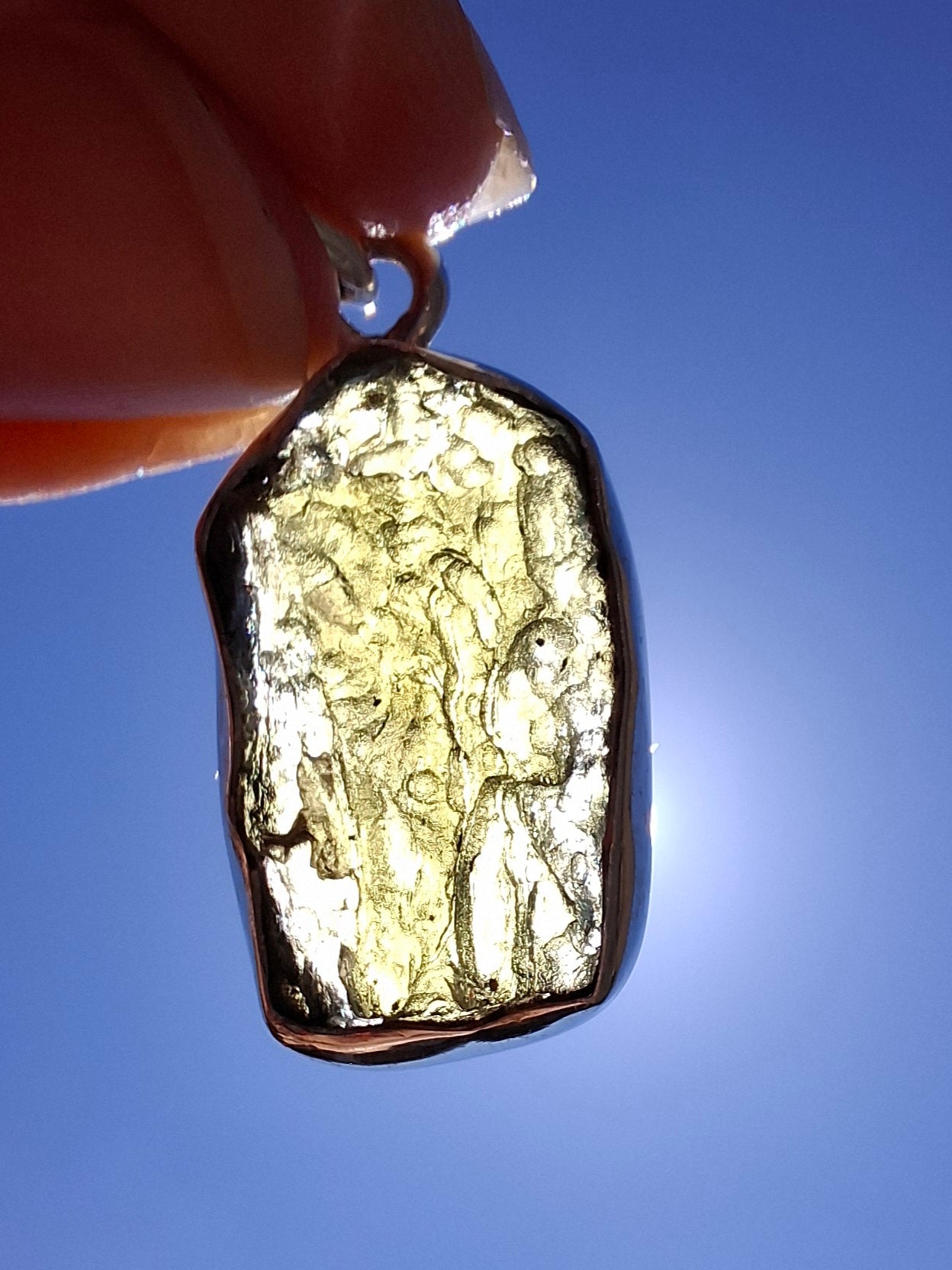 Moldavite Pendant, 925 Silver, Tektite (Ref: P442)