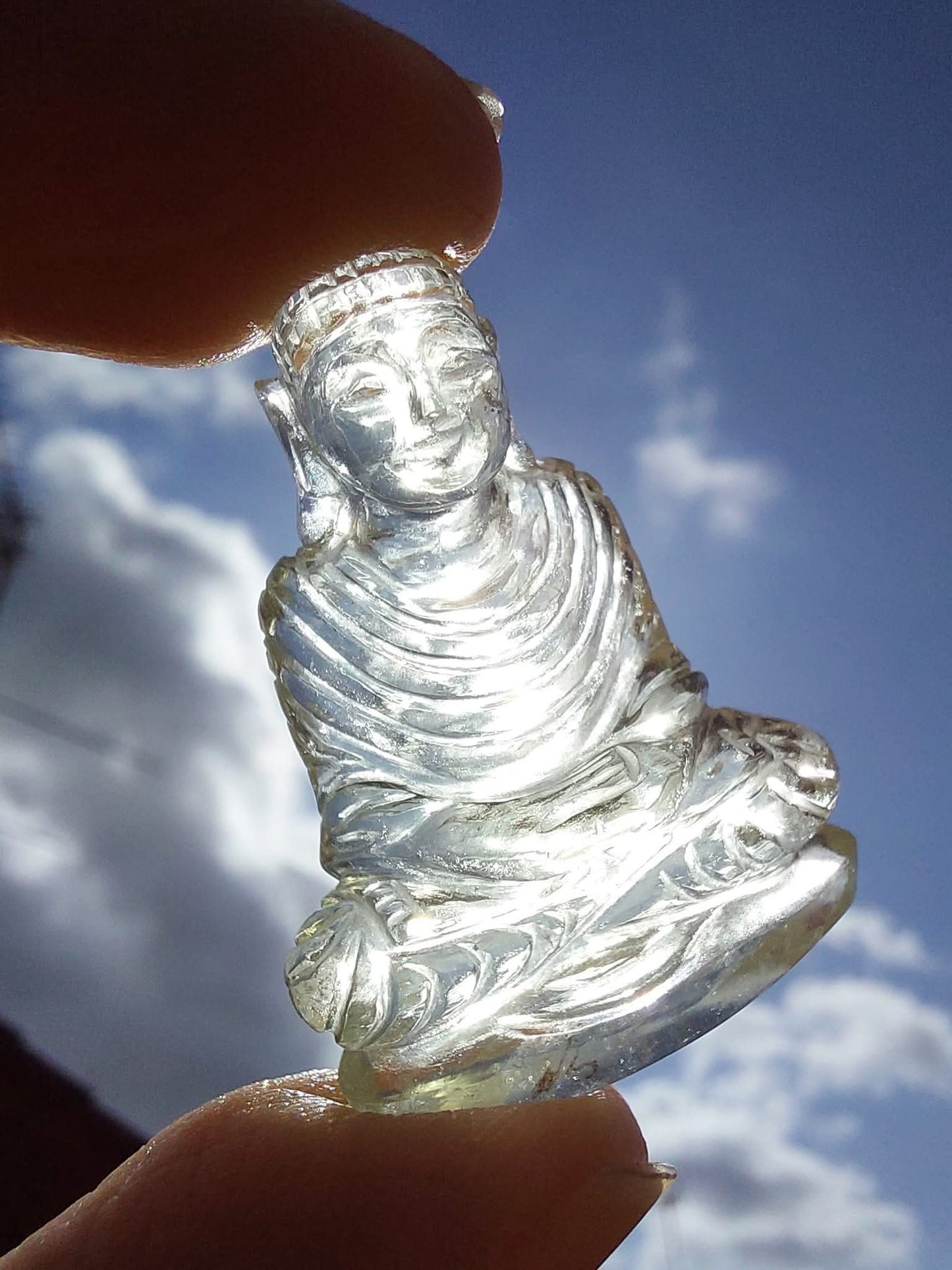 Libyan Desert Glass BUDDHA Carving, 7.56g, Tektite (Ref: LDG B0)