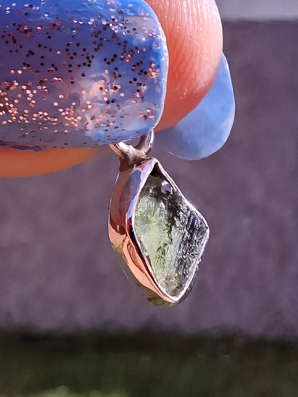 Moldavite Pendant, 925 Silver, Tektite (Ref: P52)