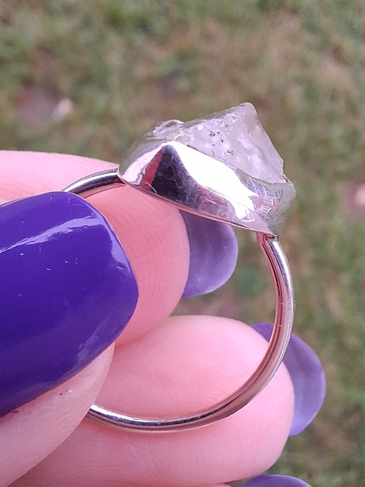Libyan Desert Glass Ring, size large P, 925 Silver, Tektite (Ref: LR28)