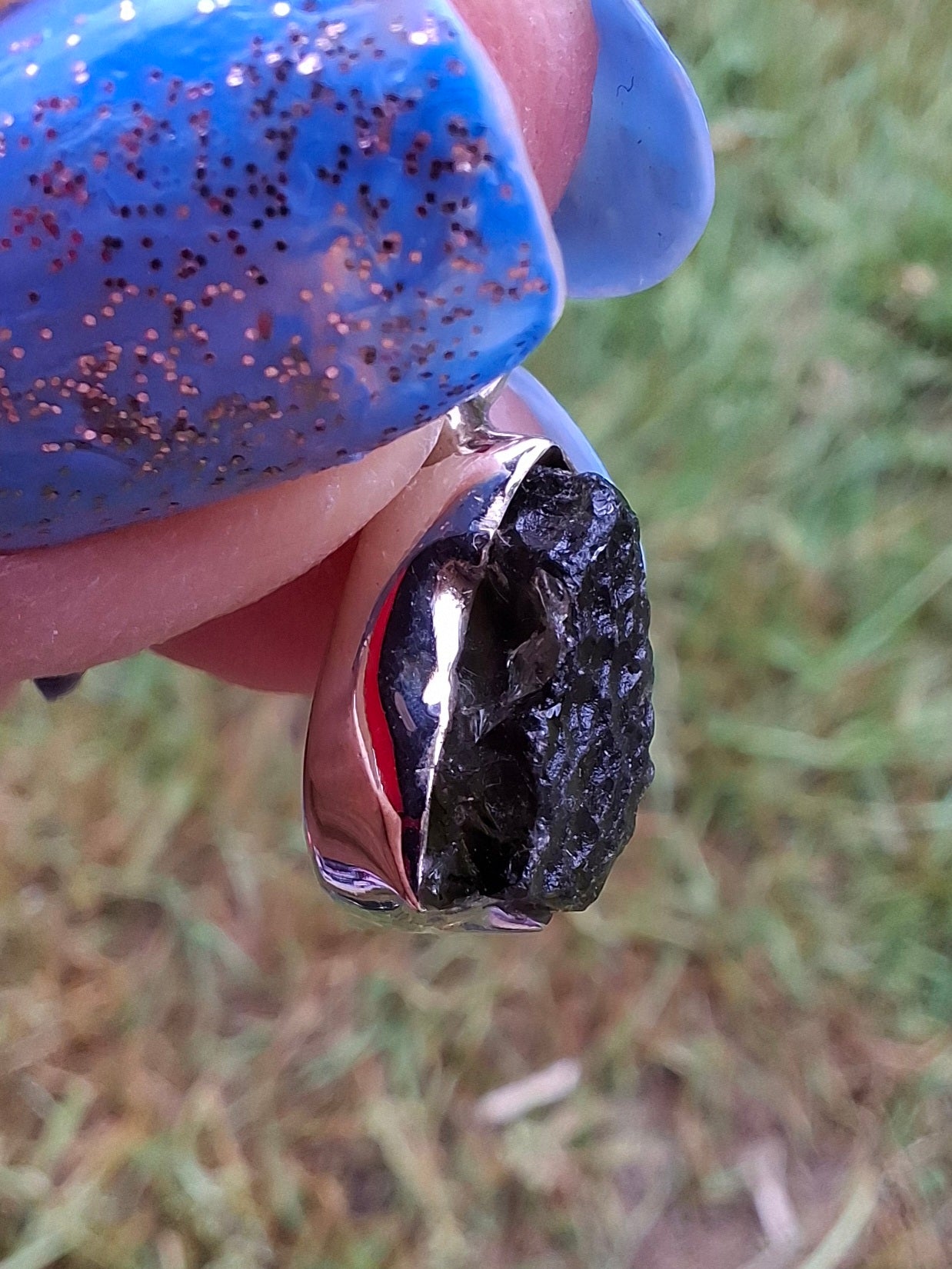 Moldavite Pendant, 925 Silver, Tektite (Ref: P71)