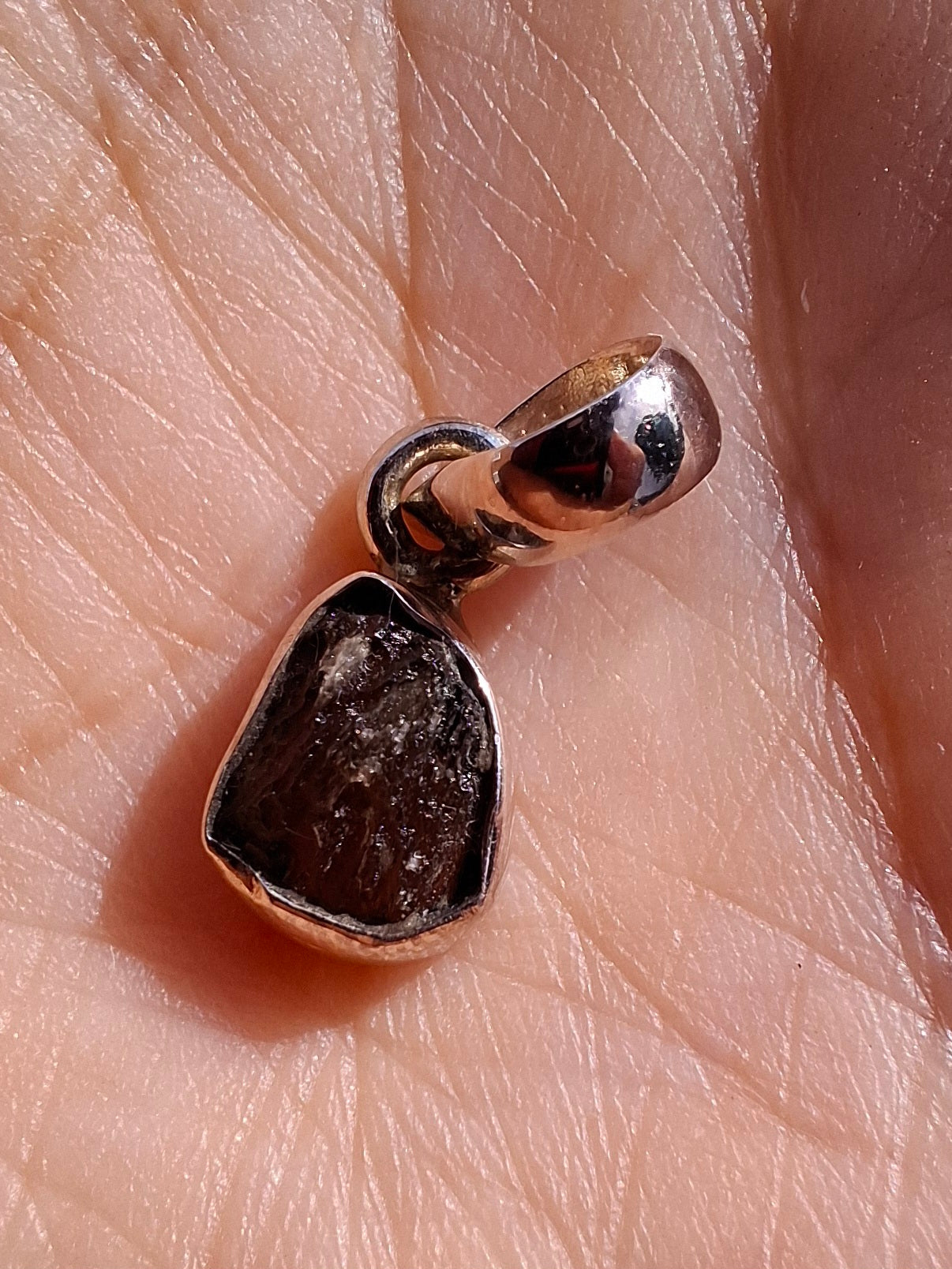 Moldavite Pendant, 925 Silver, Tektite (Ref: P40)