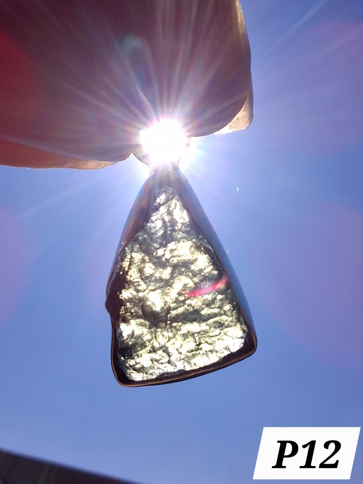 Moldavite Pendant, 925 Silver, Tektite (Ref: P12)