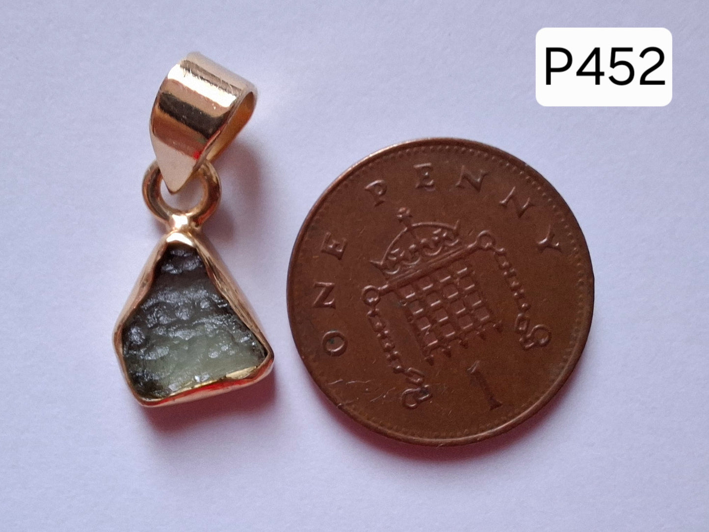 Moldavite Pendant, 14K GOLD Plated, Tektite (Ref: P452)
