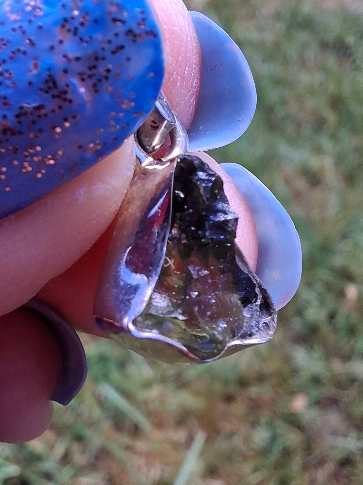 Moldavite Pendant, 925 Silver, Tektite (Ref: P74)