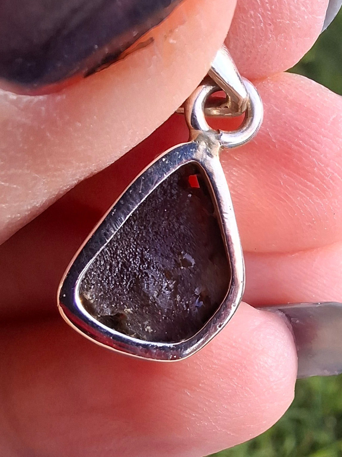 Moldavite Pendant, 925 silver, Tektite (P5)