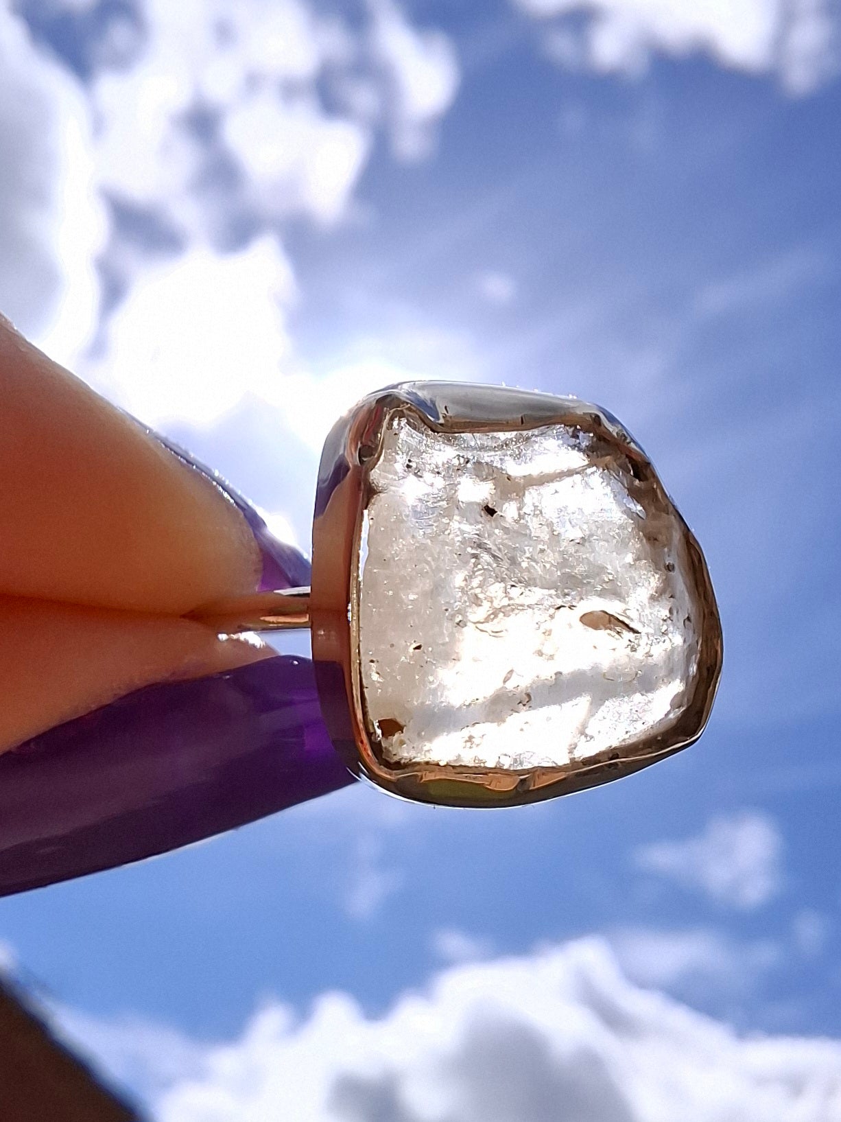 Libyan Desert Glass Ring, size P, 925 Silver, Tektite (Ref: LR27)