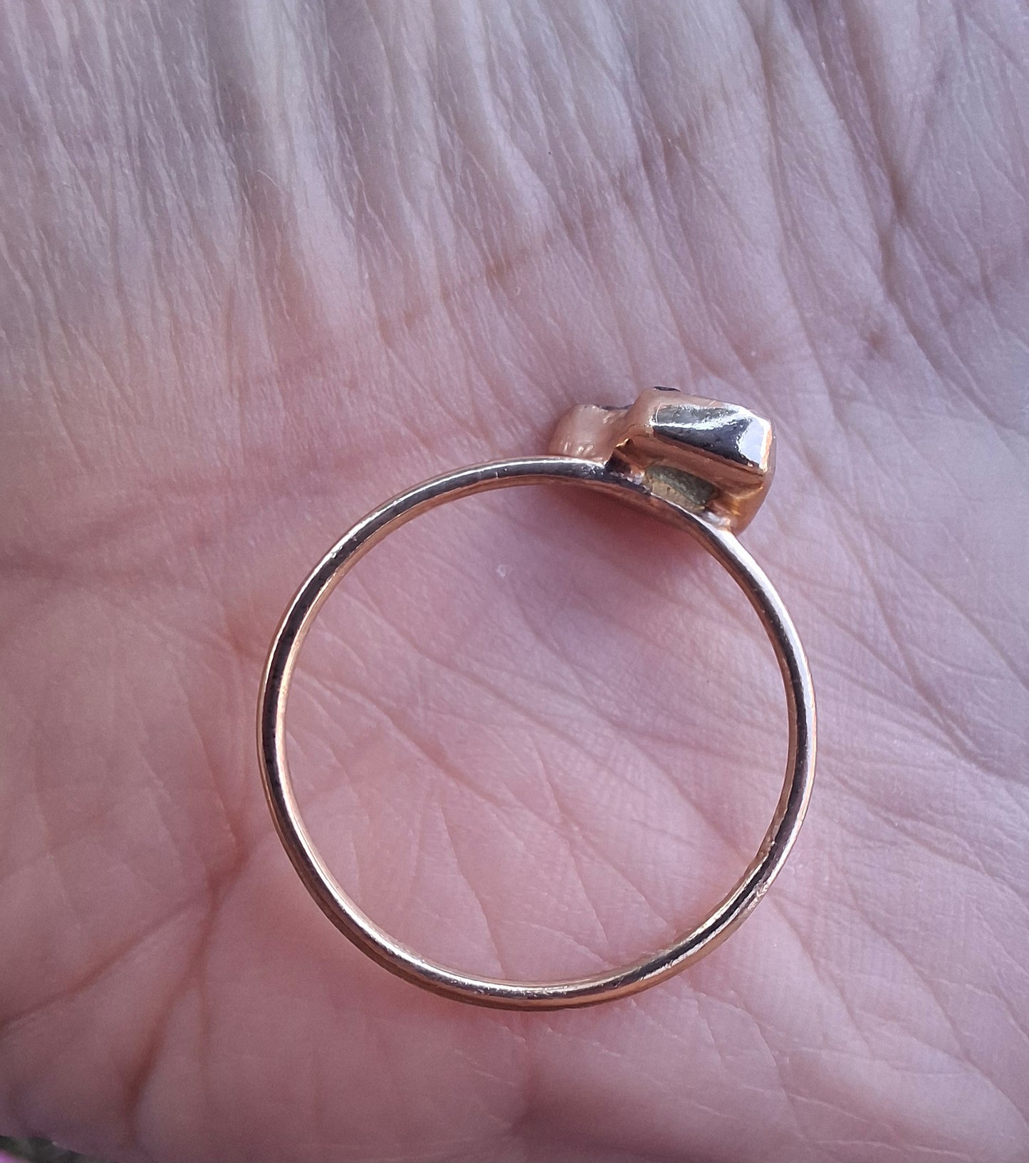 Moldavite Ring, 14K GOLD Plated, size large U, Tektite (Ref: R351)