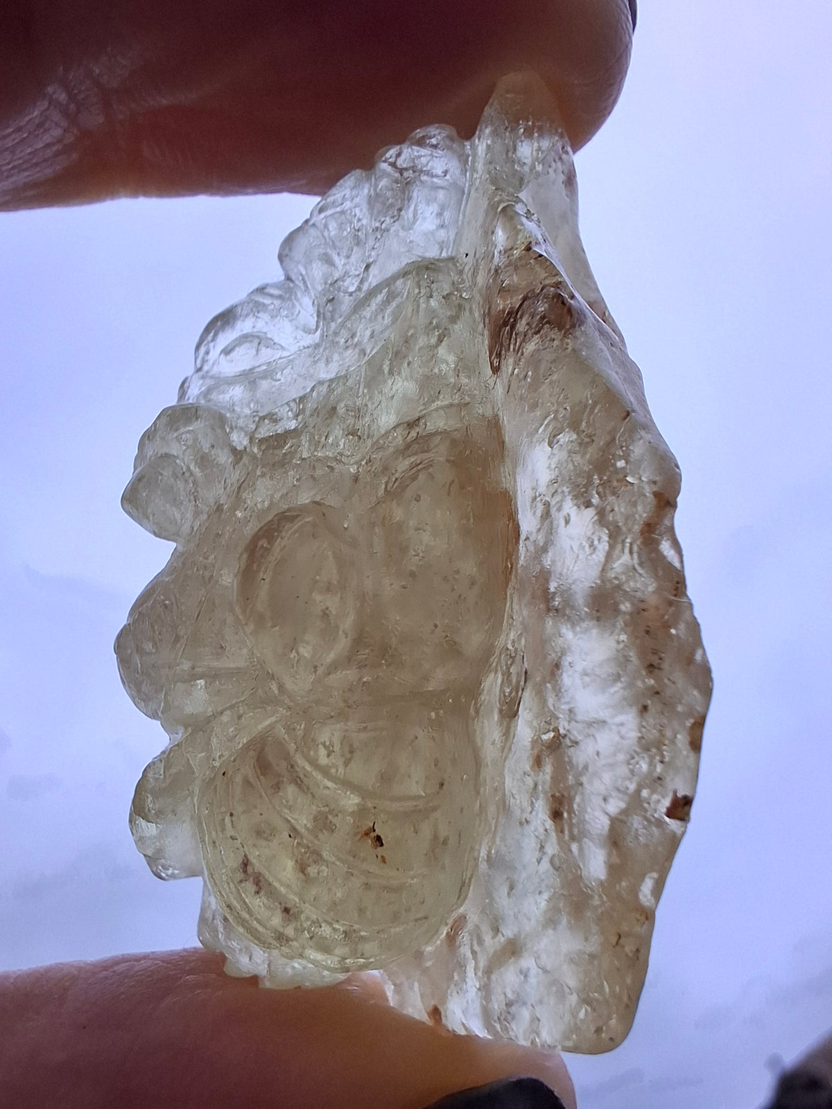 Libyan Desert Glass GANESHA carving, 18.39g, Tektite (Ref: Ganesha3)