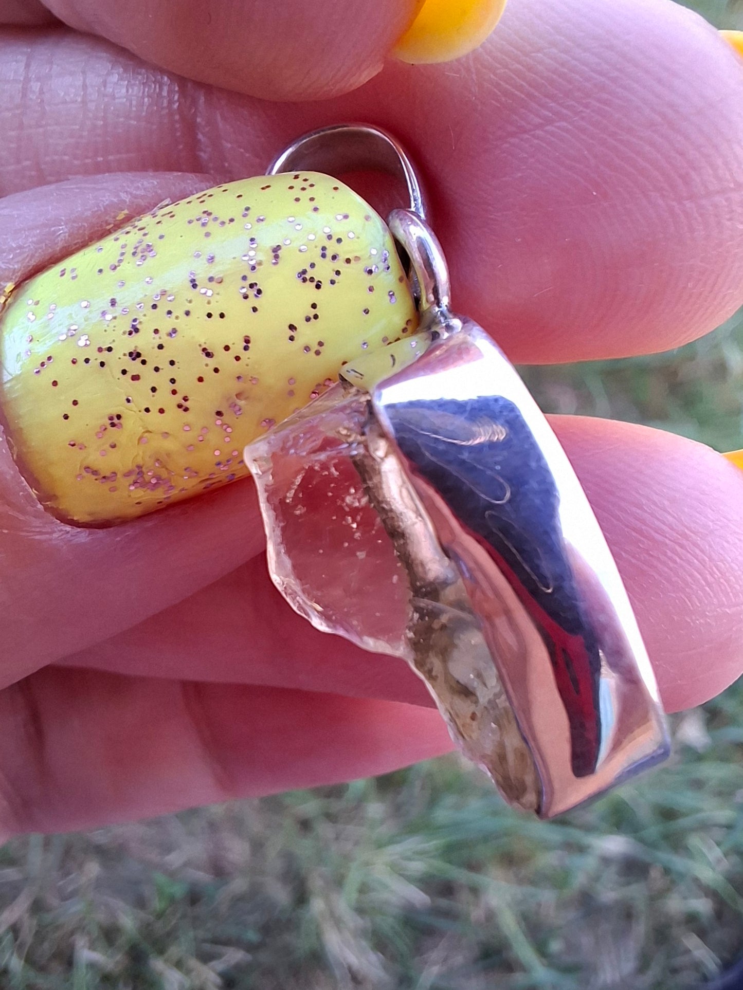 Libyan Desert Glass Pendant, 925 Silver, Tektite (Ref: LP97)