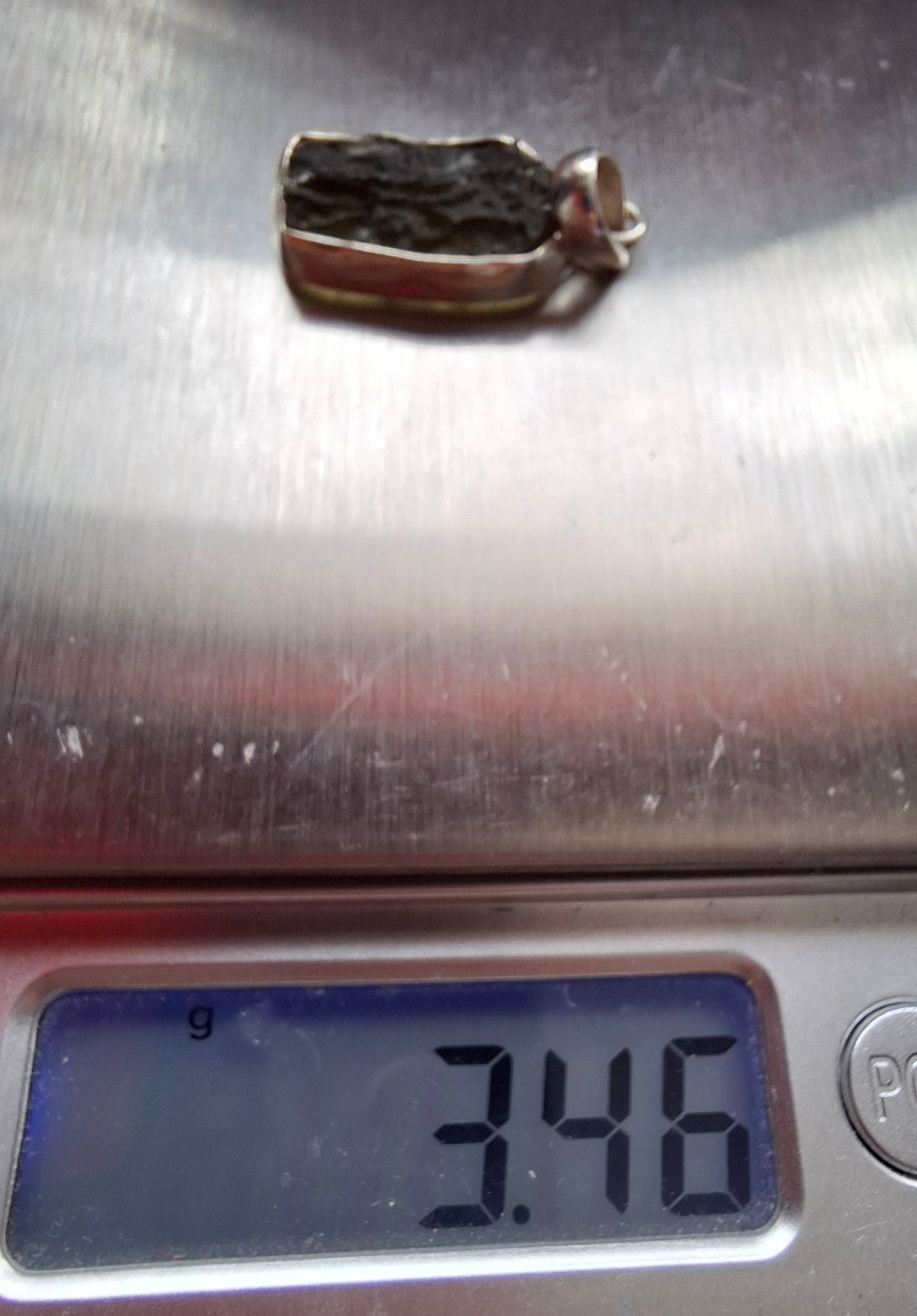 Moldavite Pendant, 925 Silver, Tektite (Ref: P442)