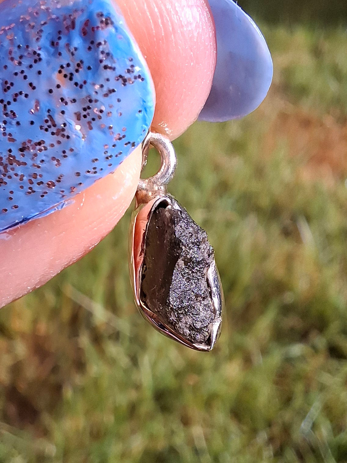 Moldavite Pendant, 925 Silver, Tektite (Ref:P41)