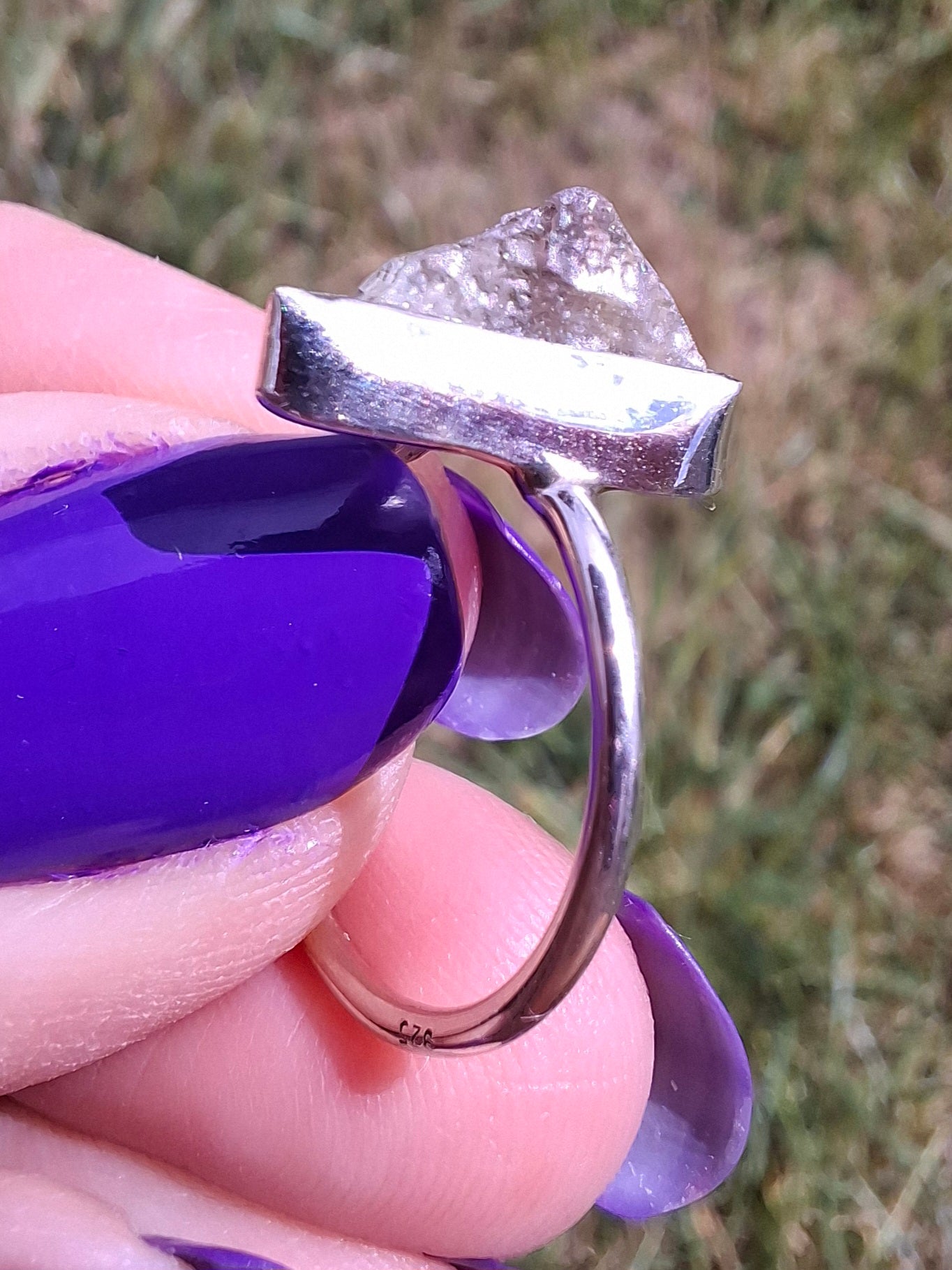 Libyan Desert Glass Ring, size large J/small K, 925 Silver, Tektite (Ref: LR11)