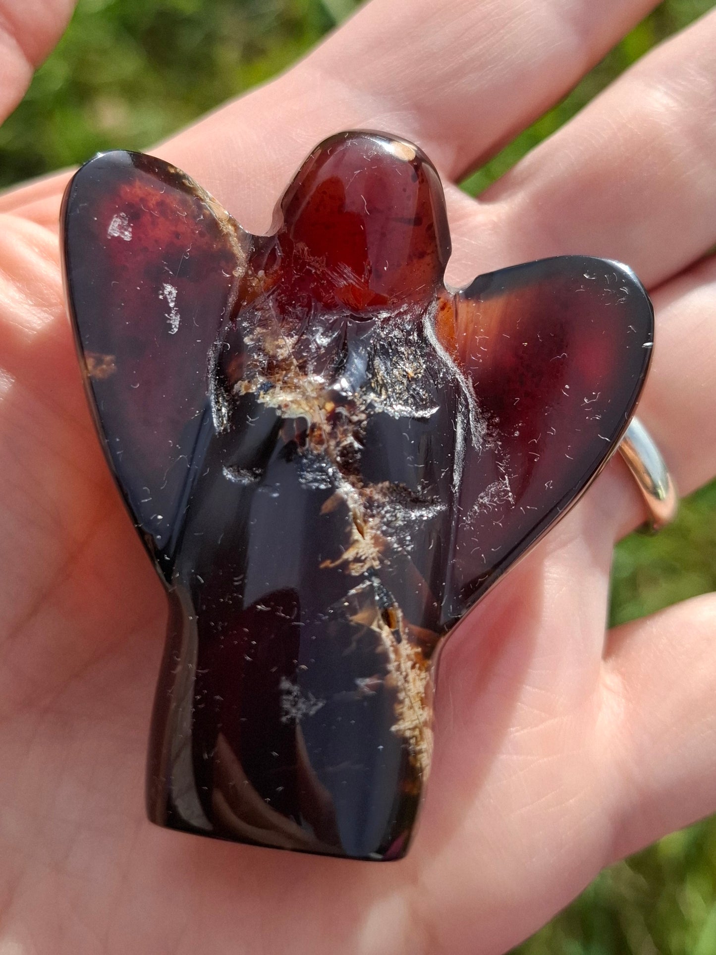 Red Amber Angel, 26.36g, carving, Fossil (Ref: AA1)