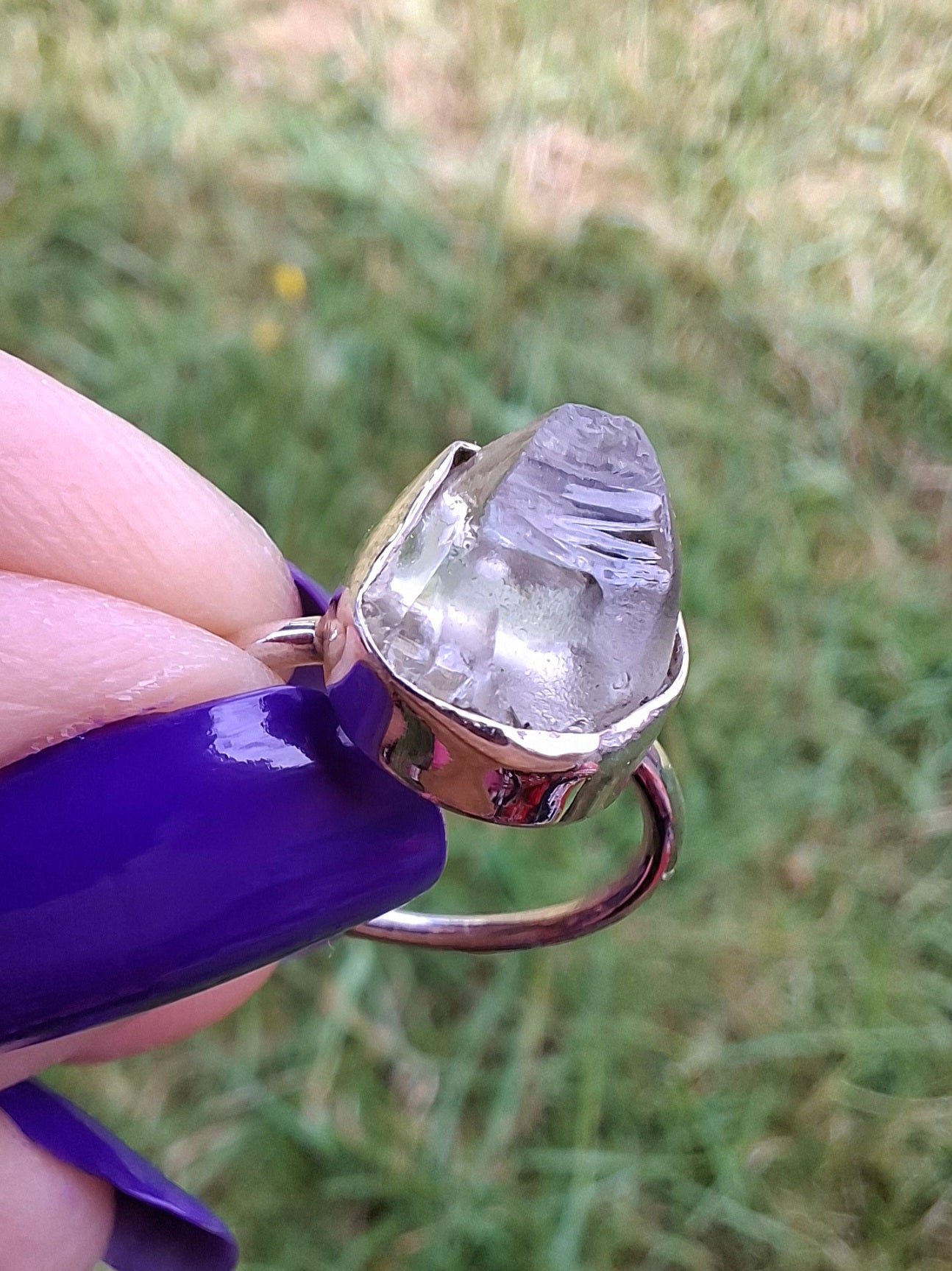 Libyan Desert Glass Ring, size large J, 925 Silver, Tektite (Ref: LR9)
