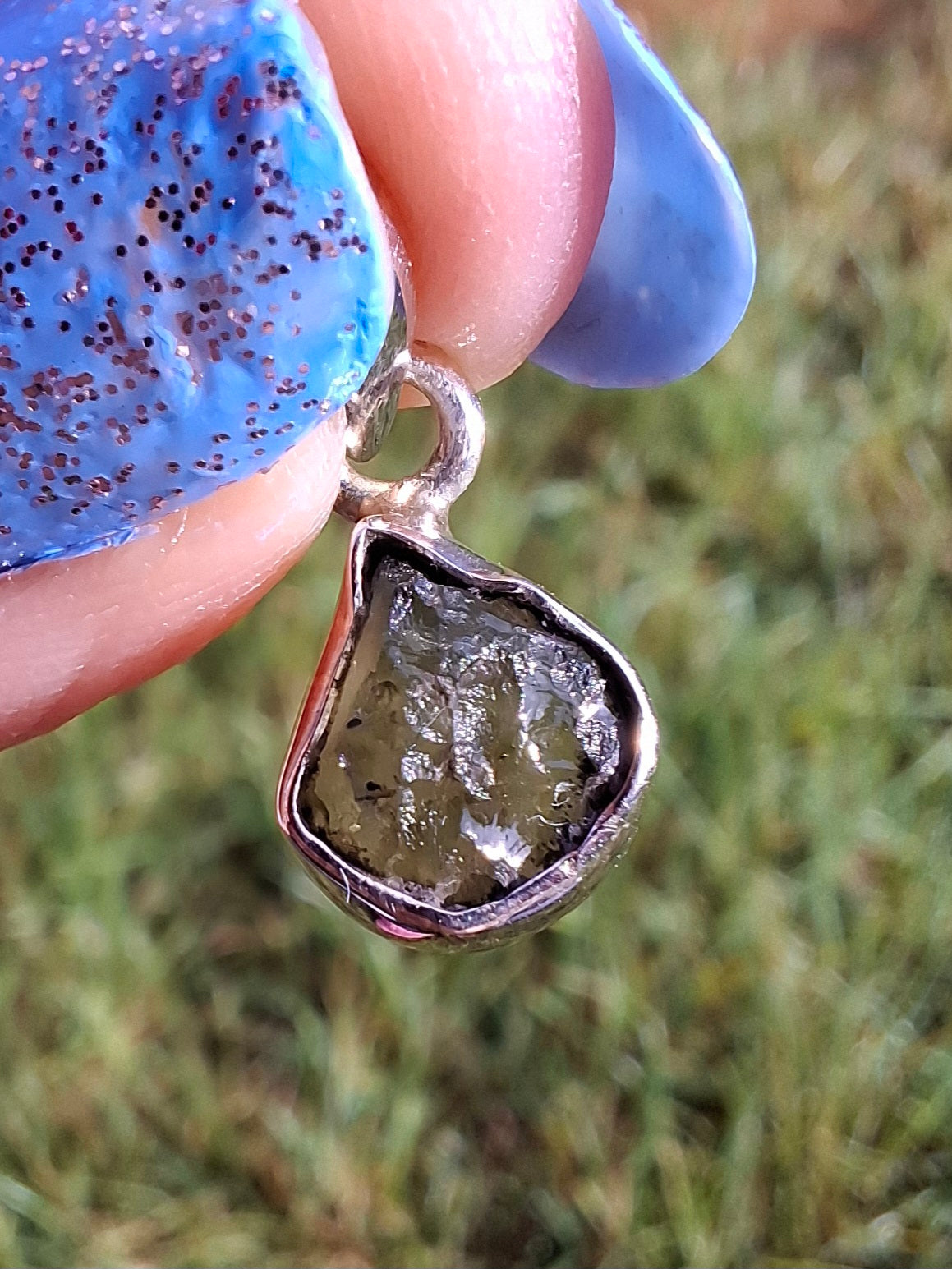 Moldavite Pendant, 925 Silver, Tektite (Ref: P63)
