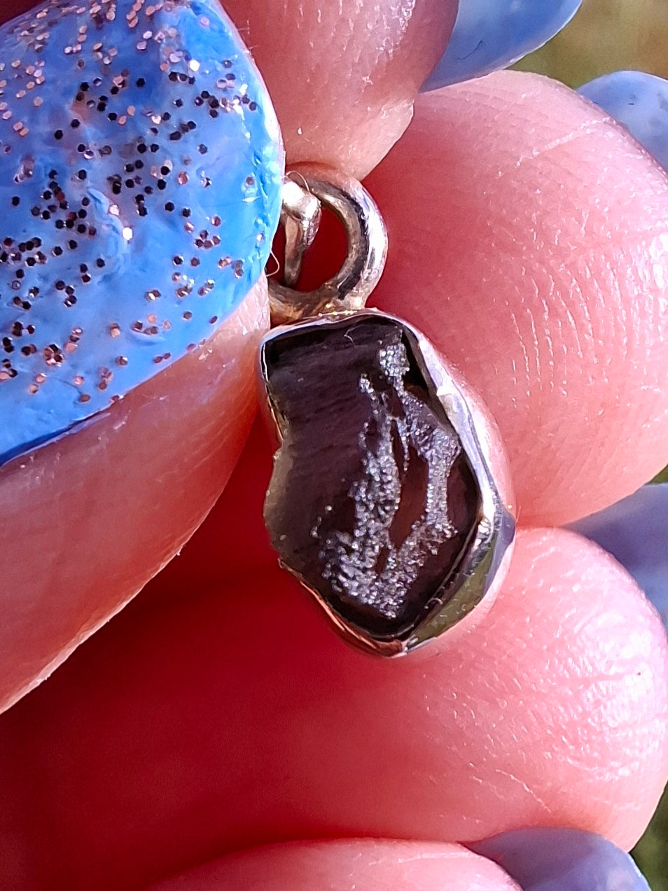 Moldavite Pendant, 925 Silver, Tektite (Ref: P36)