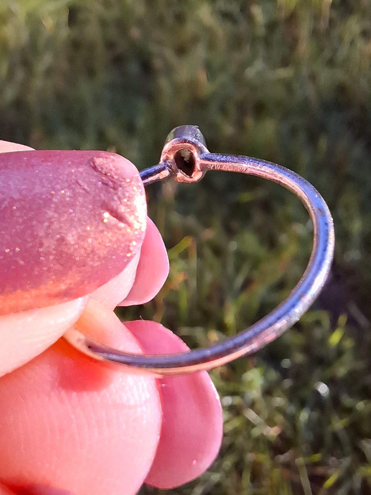 Moldavite Ring, size small P, 925 Silver, Tektite (Ref: R42)