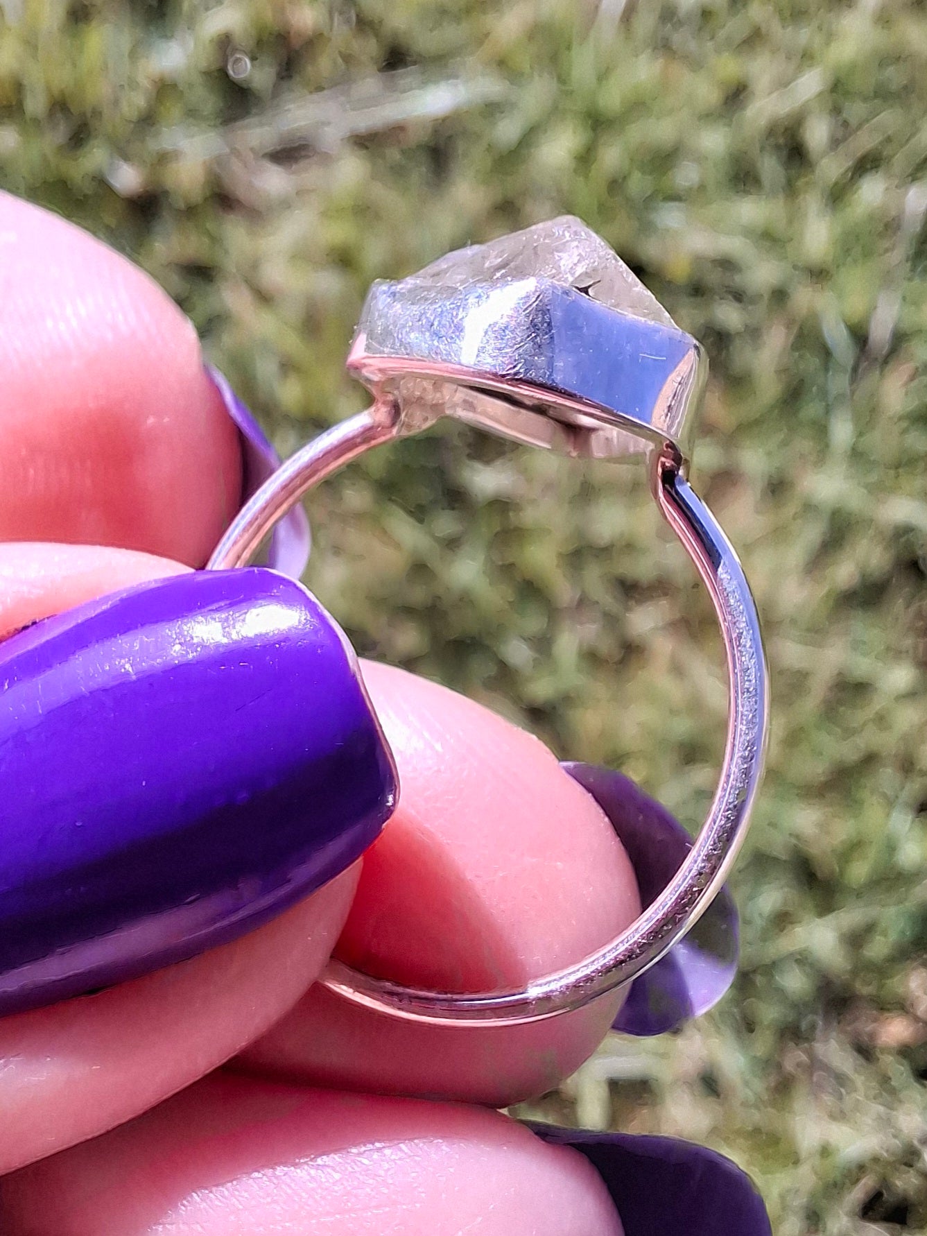 Libyan Desert Glass Ring, size large S, 925 Silver, Tektite (Ref: LR46)