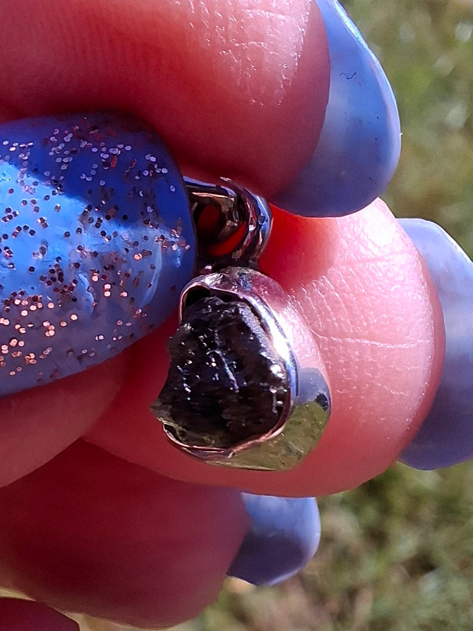 Moldavite Pendant, 925 Silver, Tektite (Ref: P96)