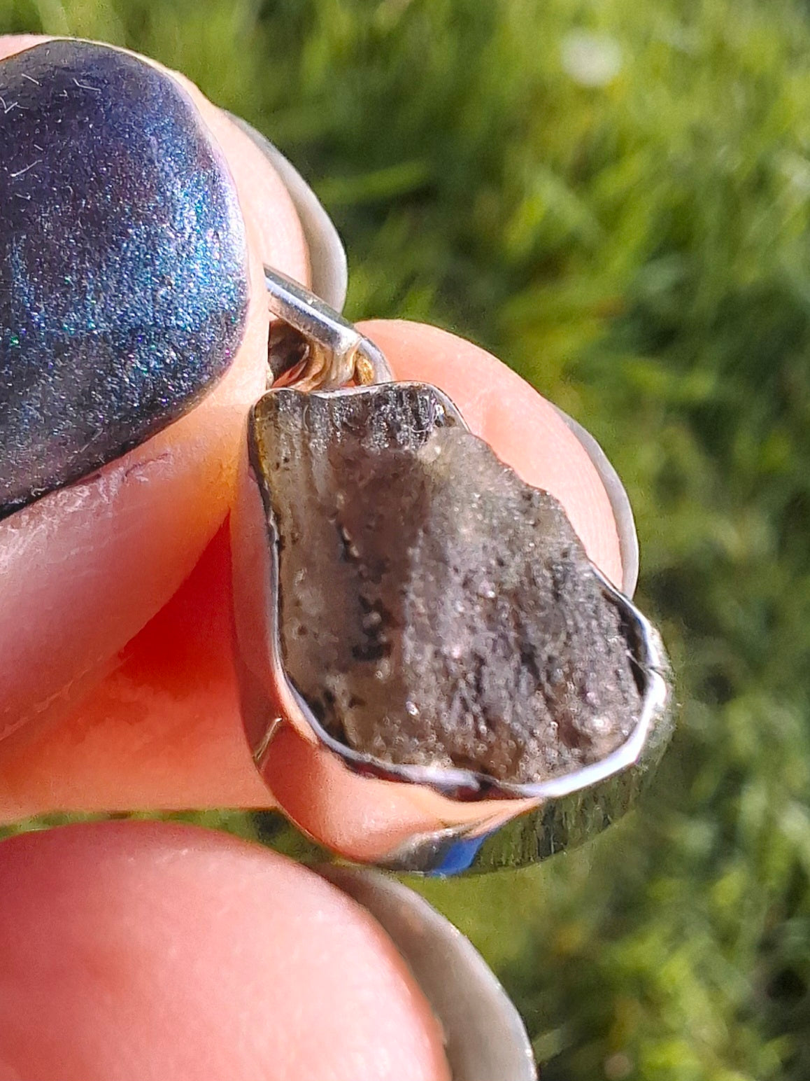 Moldavite Pendant, 925 Silver, Tektite (Ref: P6)