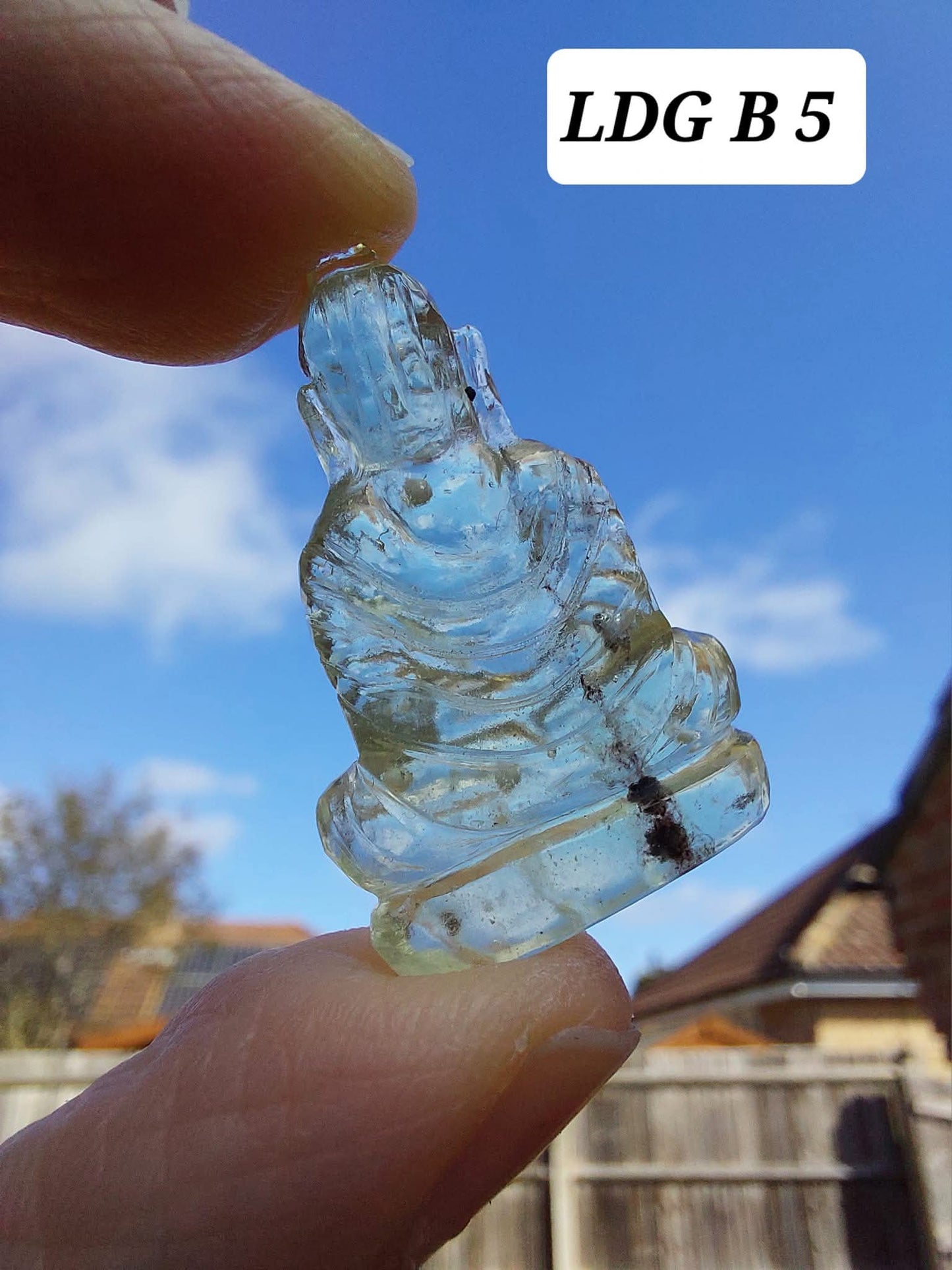 Libyan Desert Glass BUDDHA Carving, 4.61g, Tektite (Ref: LDG B5)