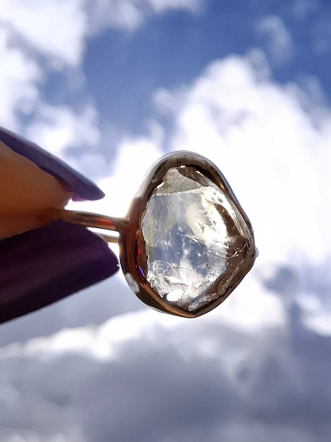 Libyan Desert Glass Ring, size large R/small S, 925 Silver, Tektite (Ref: LR42)
