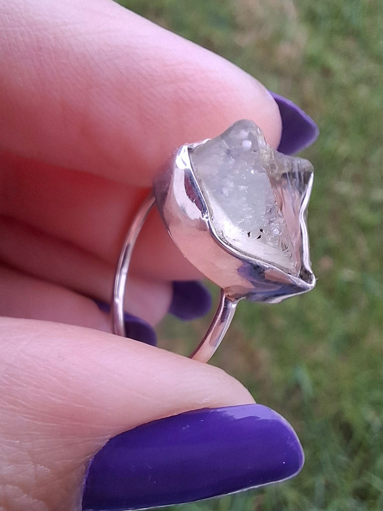 Libyan Desert Glass Ring, size P, 925 Silver, Tektite (Ref: LR26)