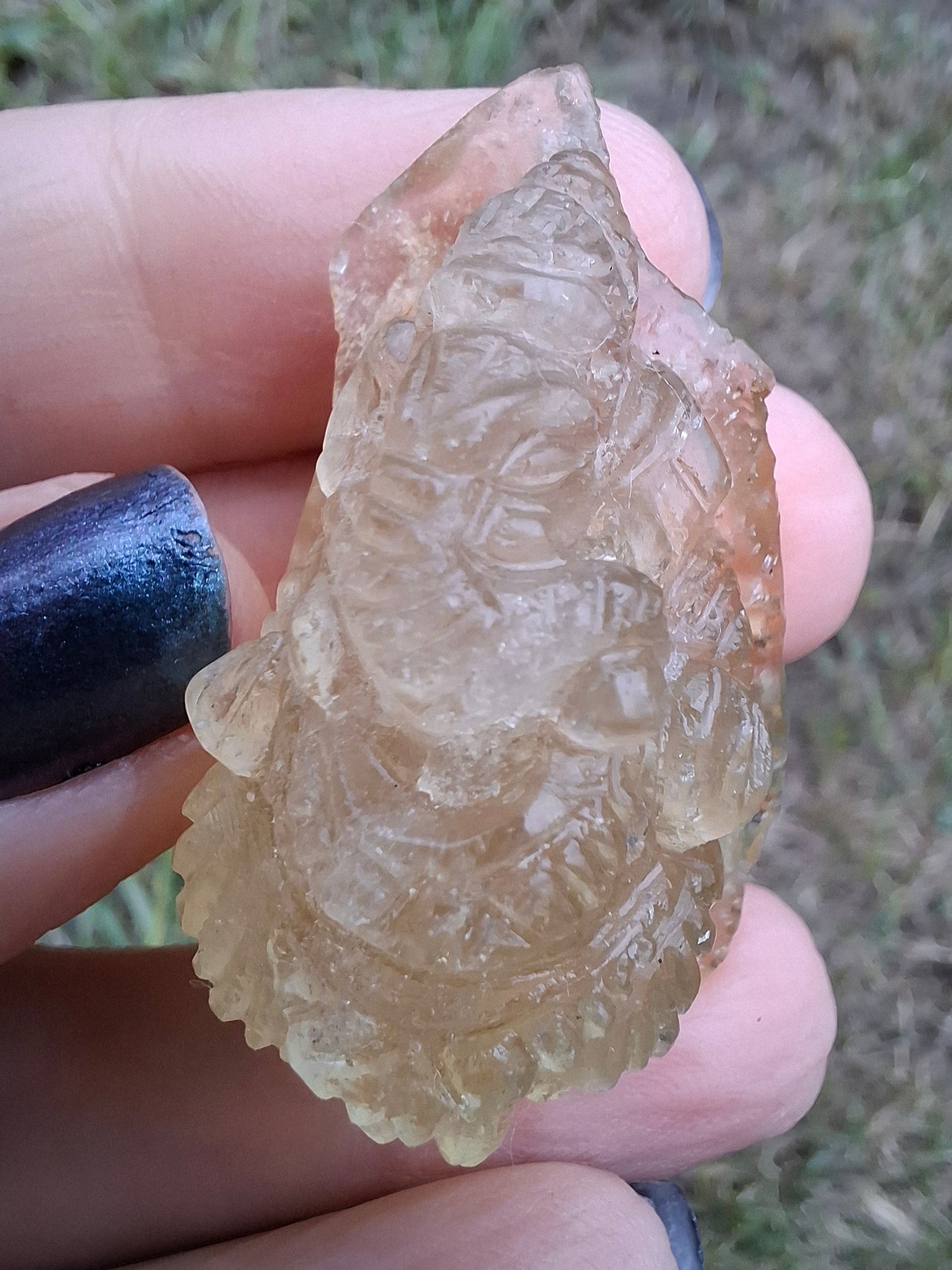 Libyan Desert Glass GANESHA carving, 18.39g, Tektite (Ref: Ganesha3)