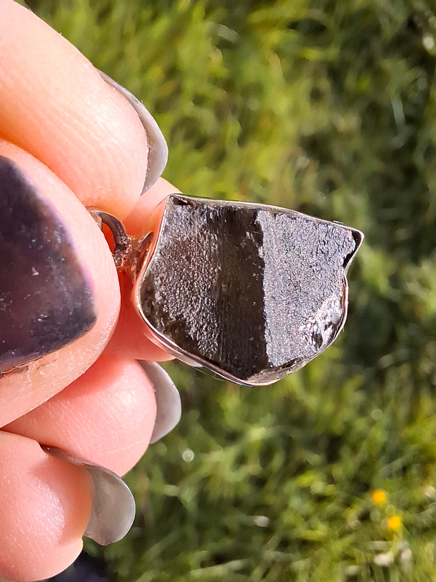 Moldavite Pendant, 925 Silver, Tektite (Ref: P2)