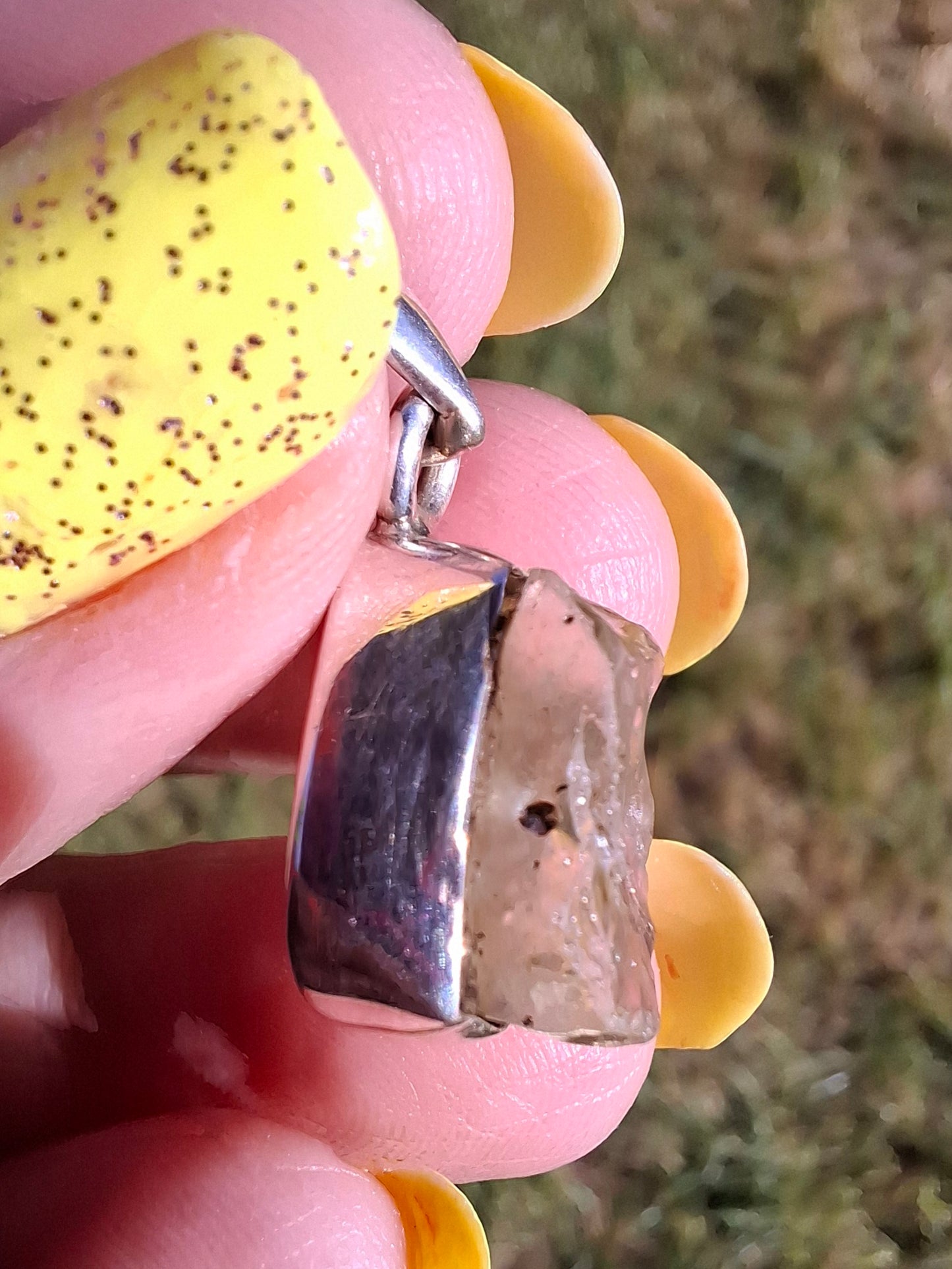 Libyan Desert Glass Pendant, 925 Silver, Tektite (Ref: LP107)