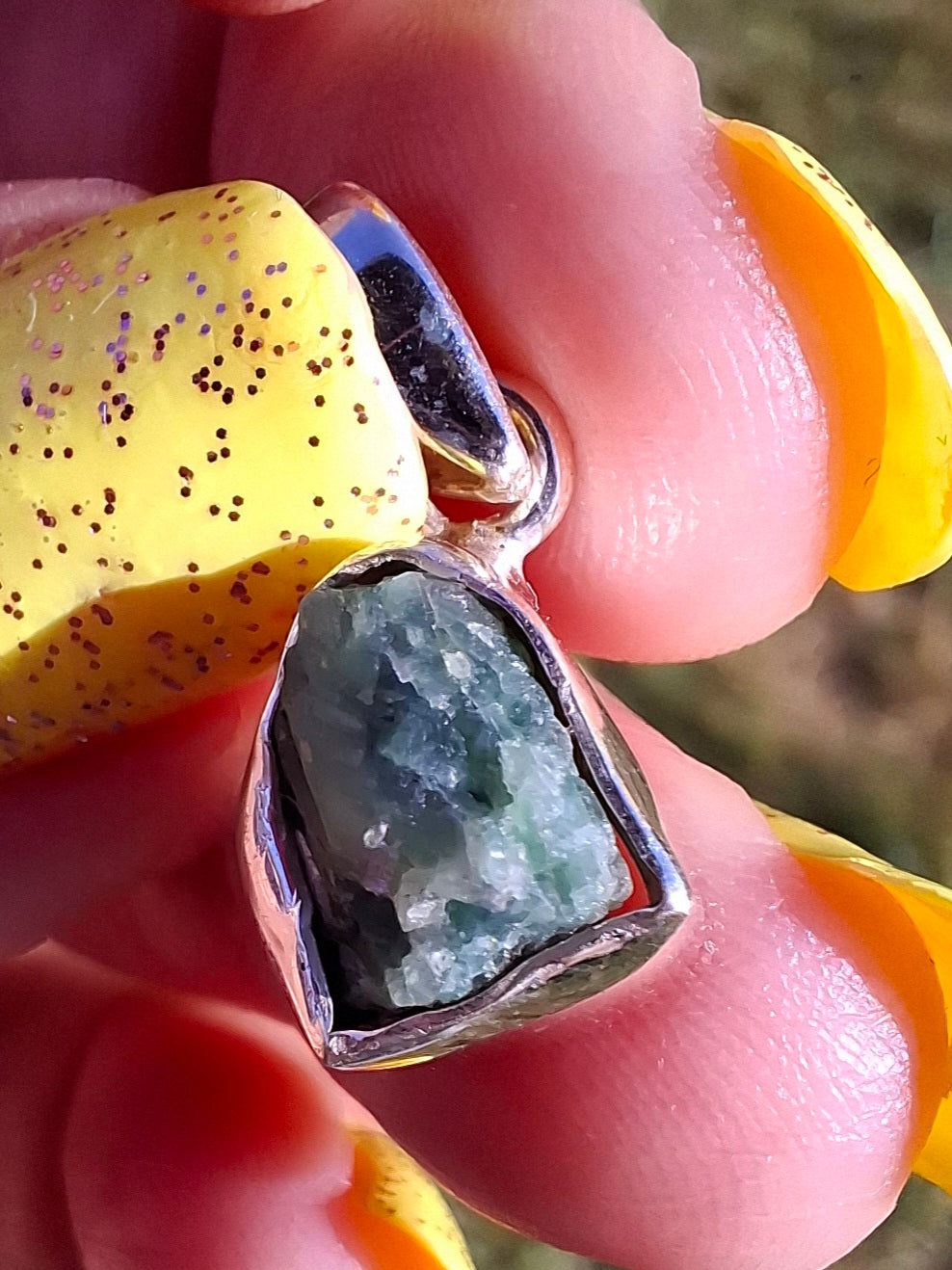 Green Tourmaline Pendant, 925 Silver, Crystal (Ref: GT9)