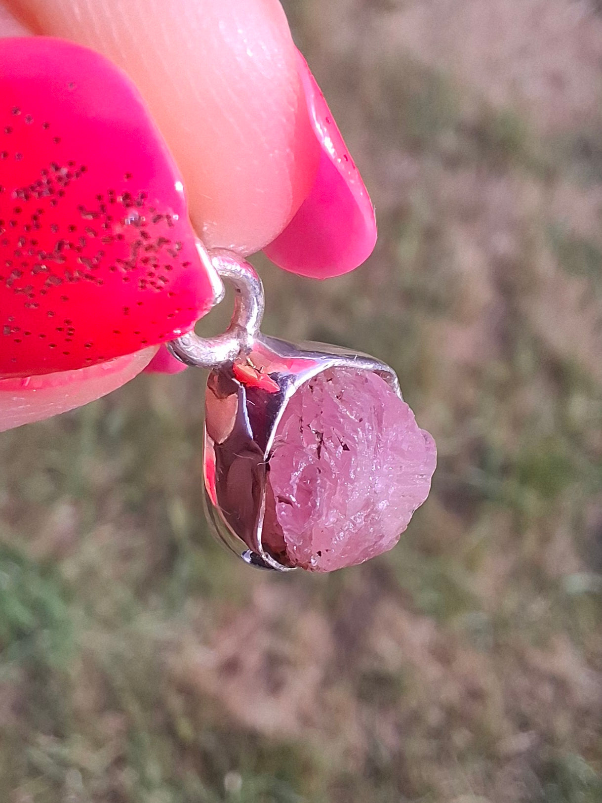 Pink Tourmaline Pendant, 925 Silver, Crystal (Ref: PT89)