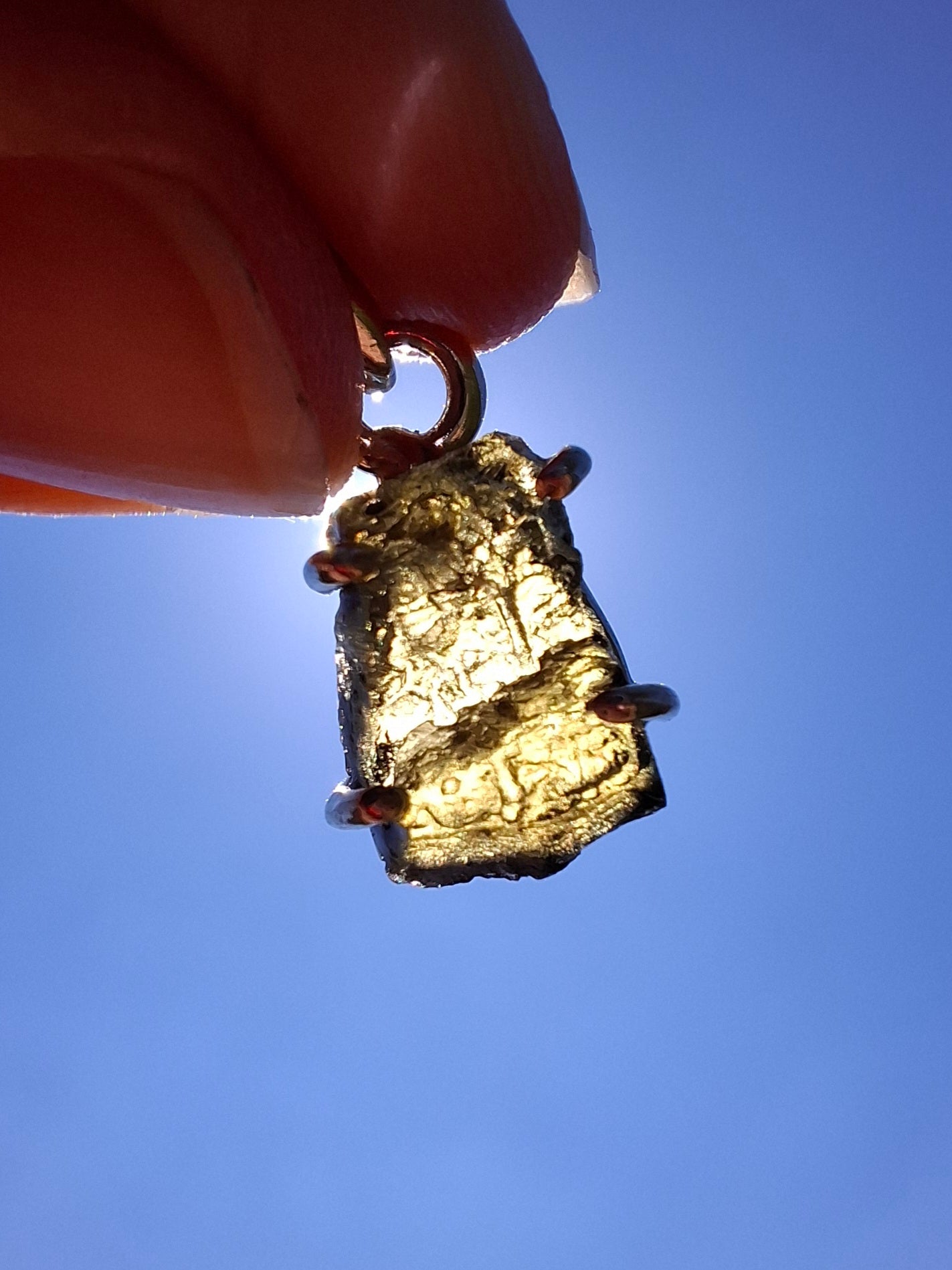 Moldavite Claw Pendant, 925 Silver, Tektite (Ref: P21)