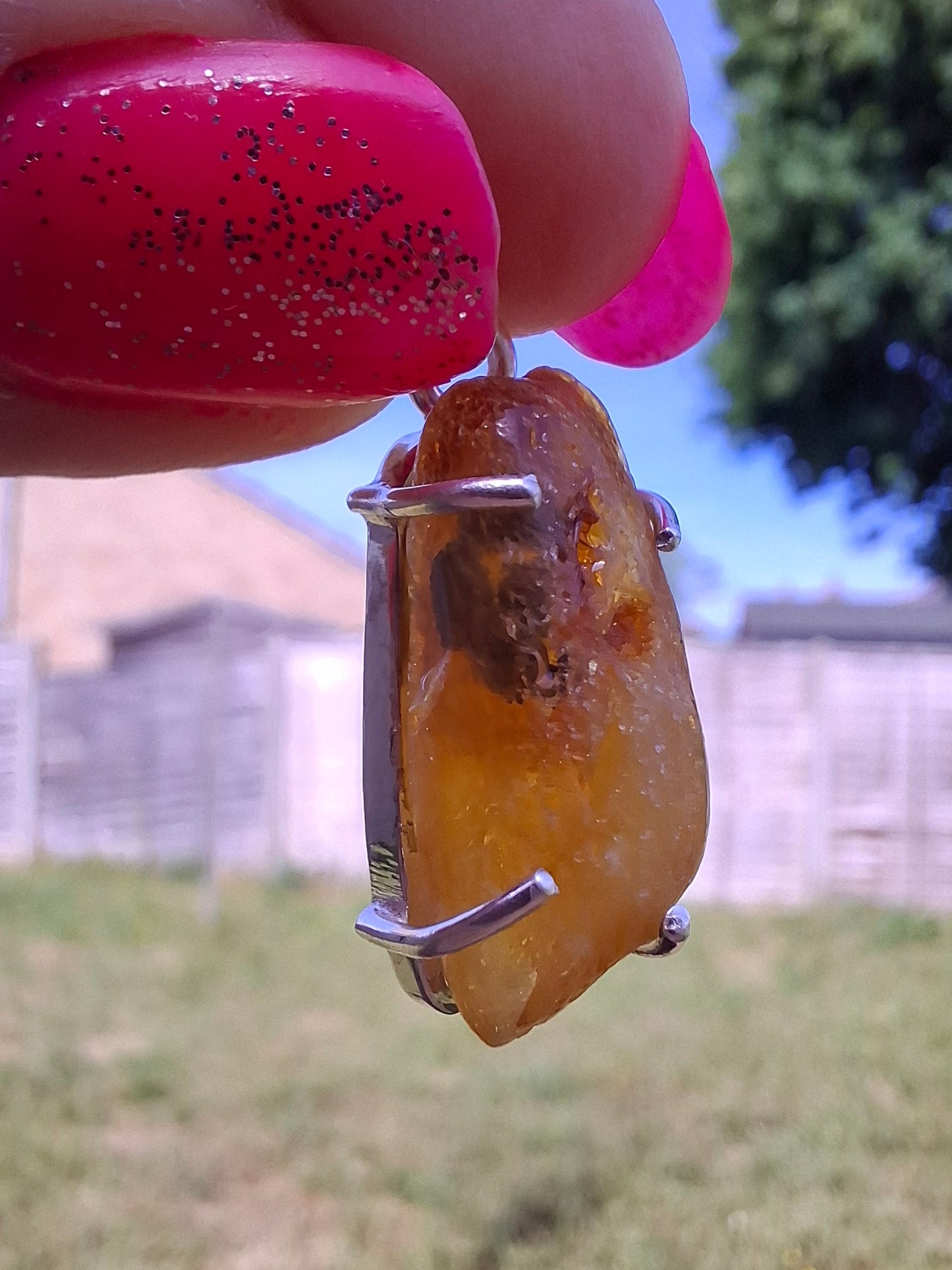 Baltic Amber Pendant, 925 Silver, Fossil (Ref: AP4)