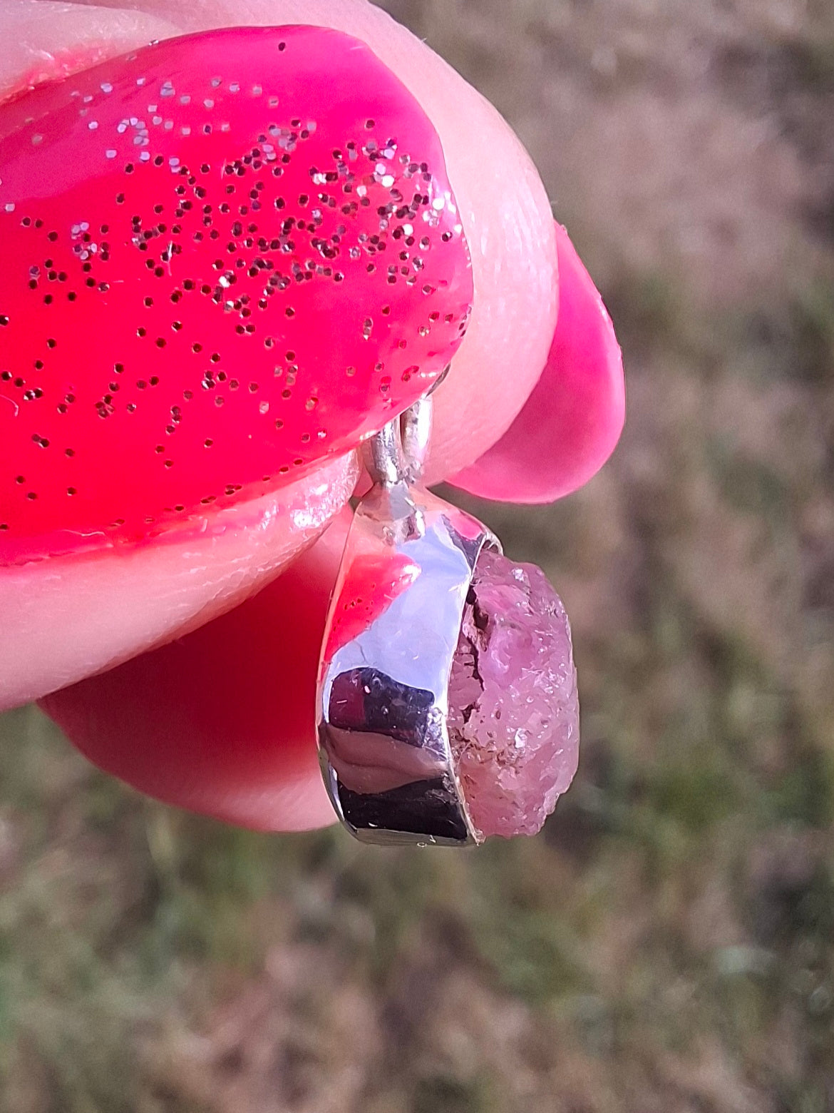 Pink Tourmaline Pendant, 925 Silver, Crystal (Ref: PT89)