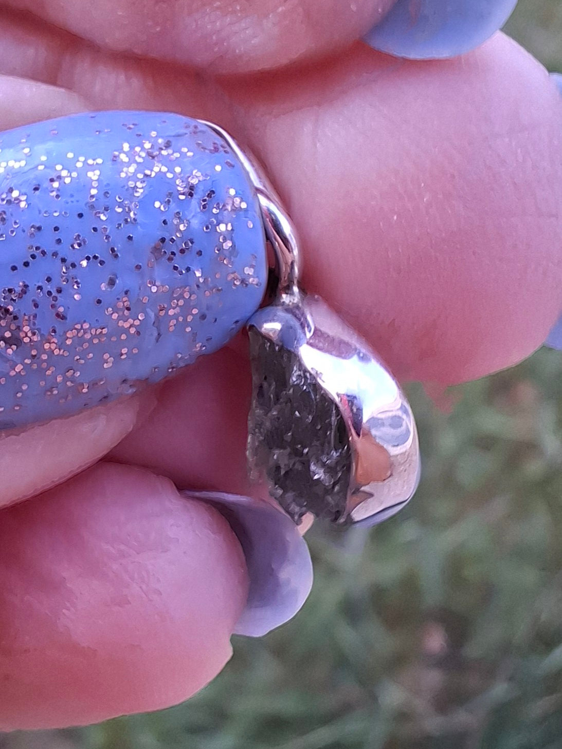 Moldavite Pendant, 925 Silver, Tektite (Ref: P81)