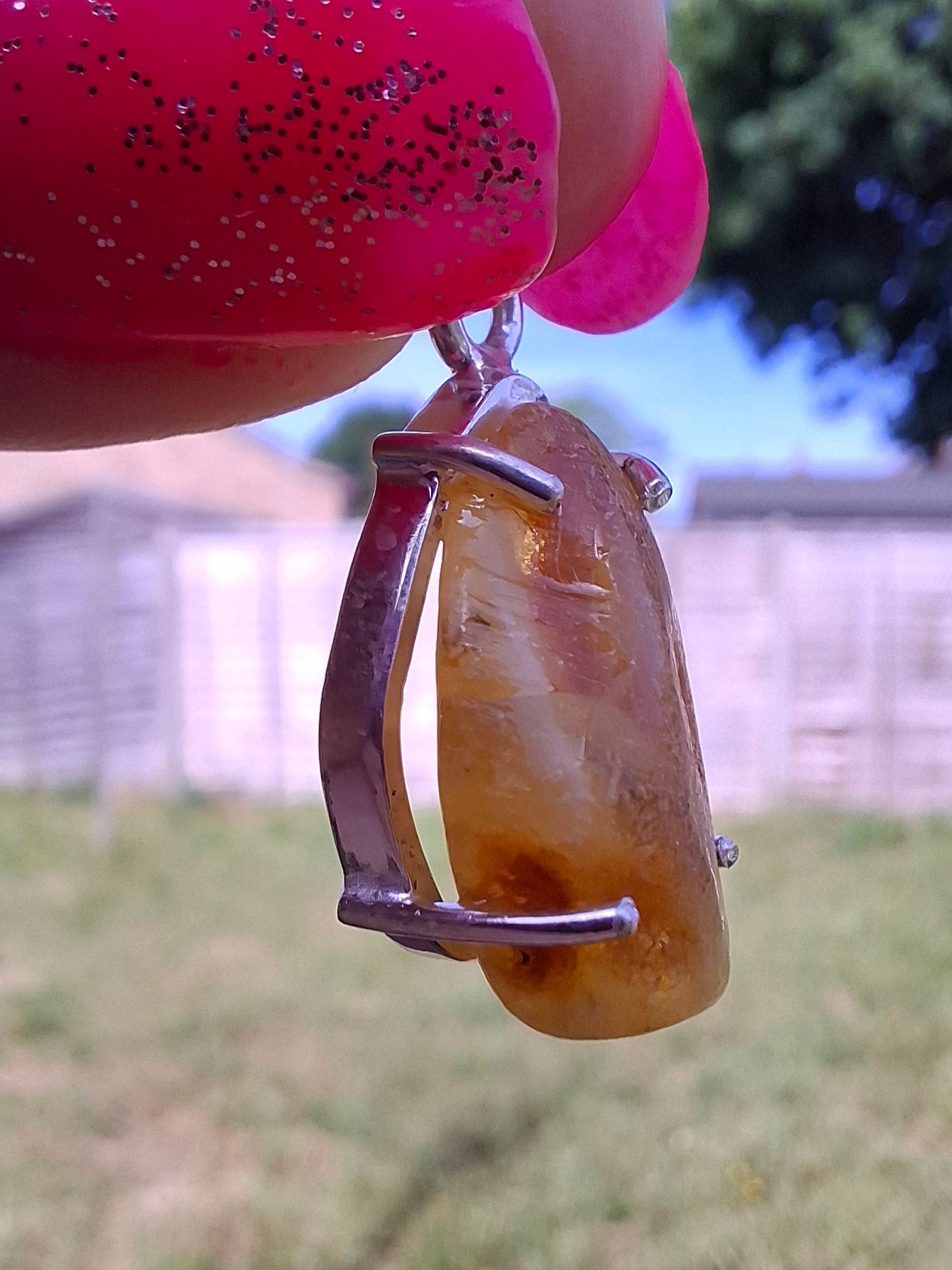 Baltic Amber Pendant, 925 Silver, Fossil (Ref: AP5)