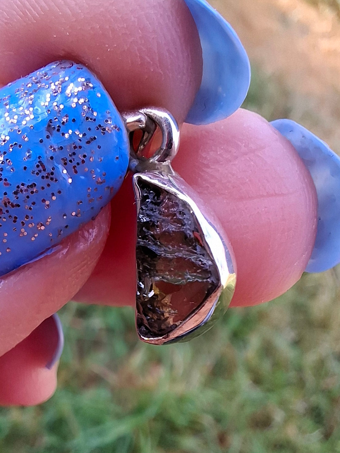 Moldavite Pendant, 925 Silver, Tektite (Ref: P33)