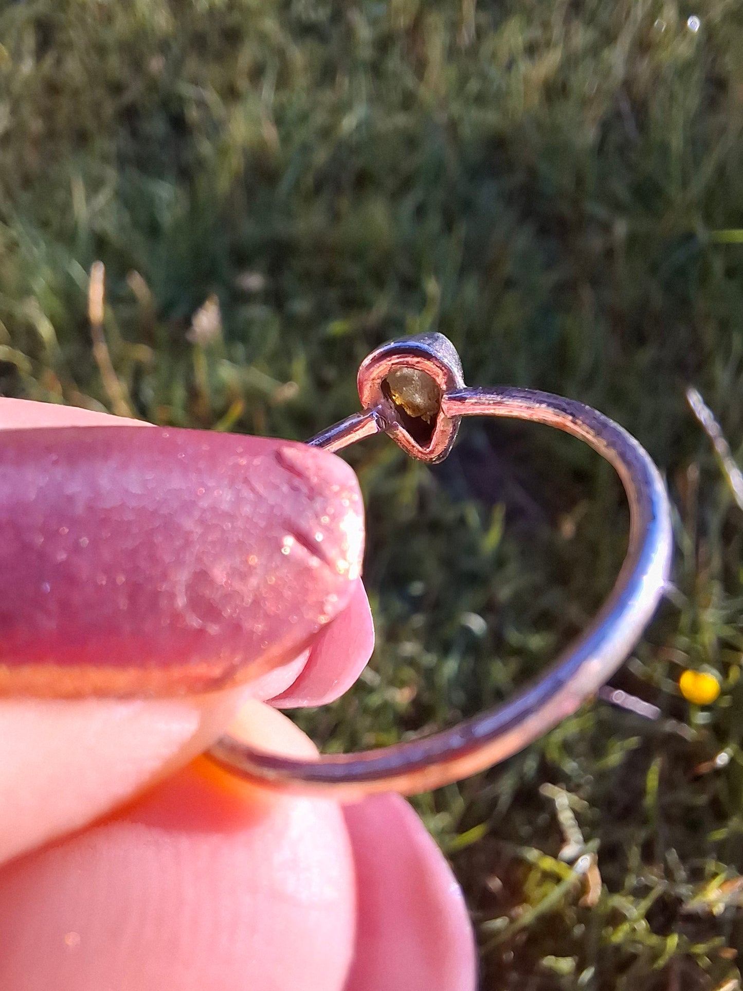 Moldavite Ring, size Q, 925 Silver, Tektite (Ref: R46)