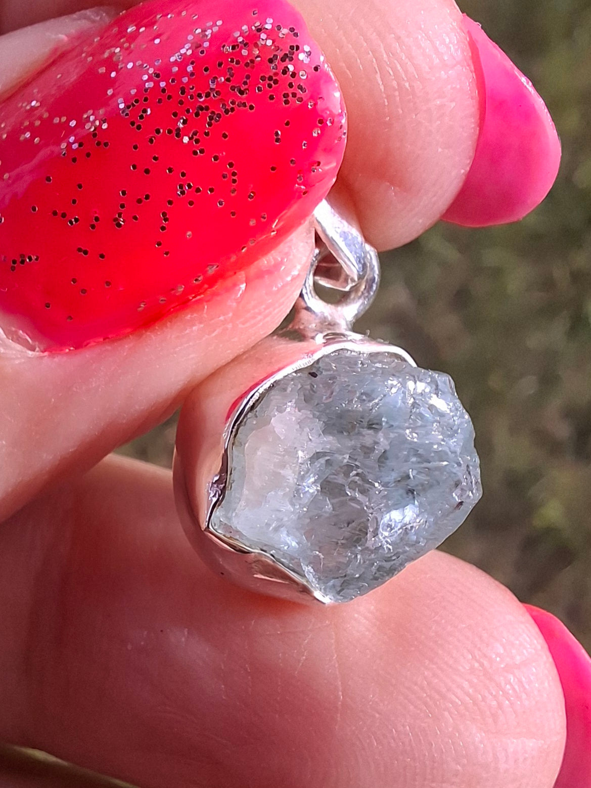 Aquamarine Pendant, 925 Silver, Crystal (Ref: AQ18)